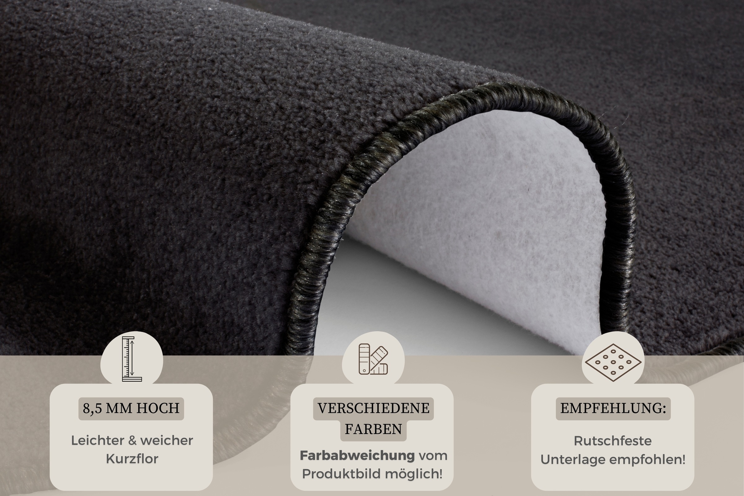 HANSE Home Teppich »Shashi«, rund, 8,5 mm Höhe, Kurzflor, Unifarben, Teppich, Weich, Esszimmer, Kinderzimmer, Flur