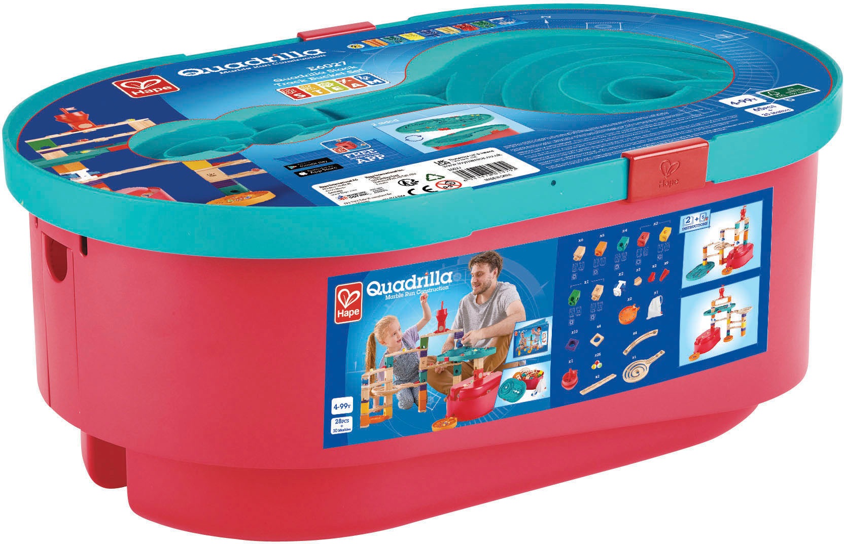 Hape Kugelbahn-Bausatz »Quadrilla, Baukasten Behälter Set«