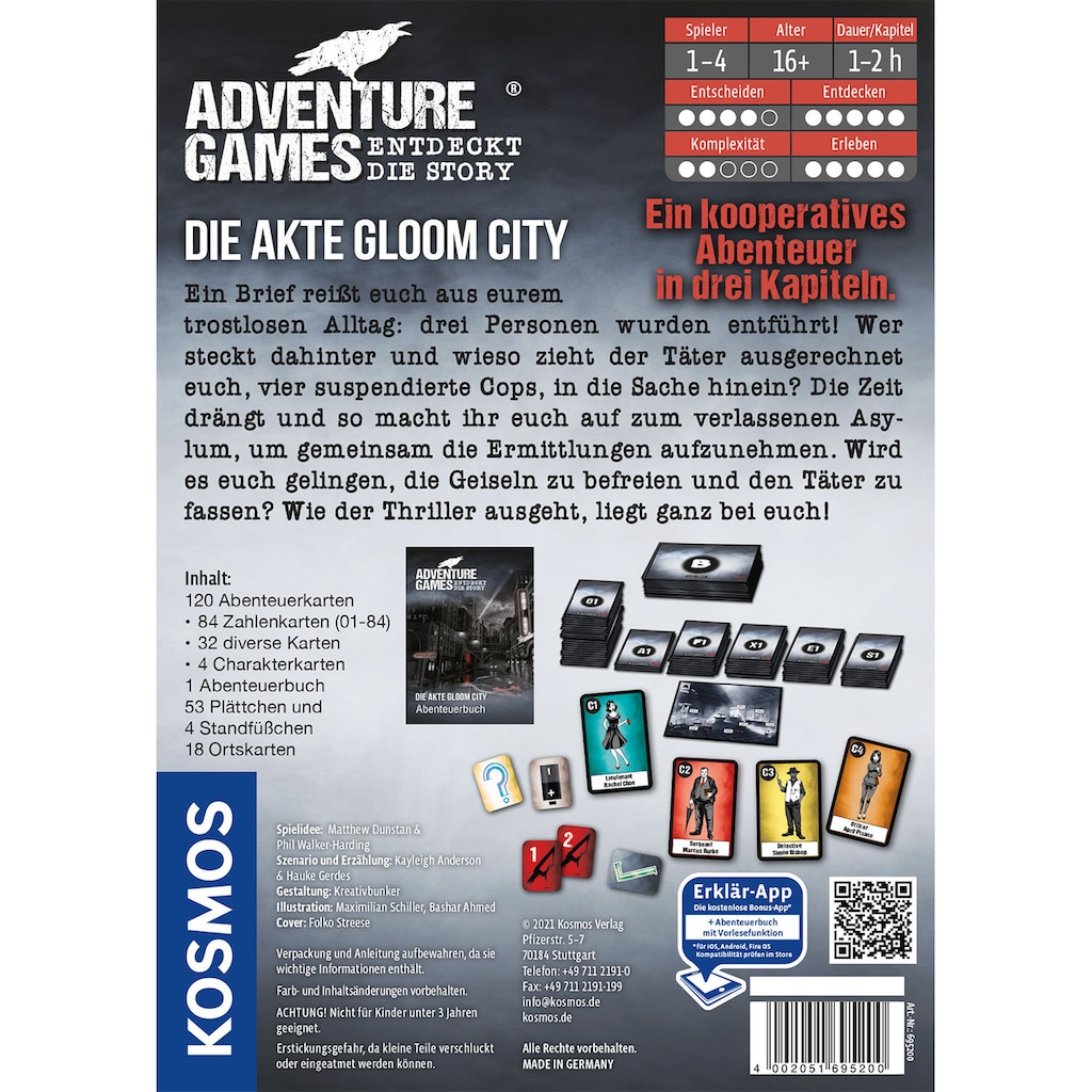 Kosmos Spiel »Adventure Games - Die Akte Gloom City«
