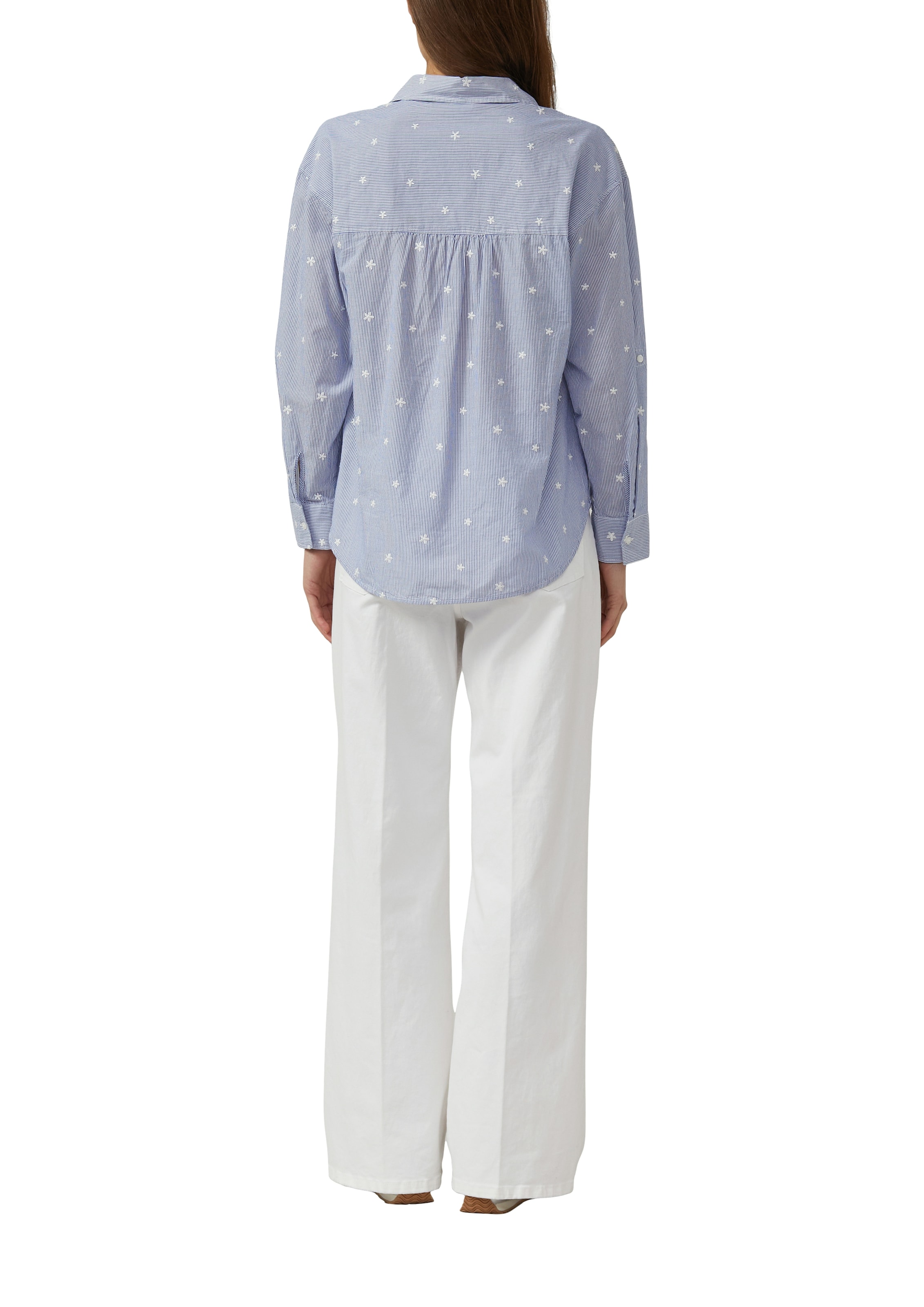 s.Oliver Langarmbluse im Streifen-Look und mit Allover-Stickereien