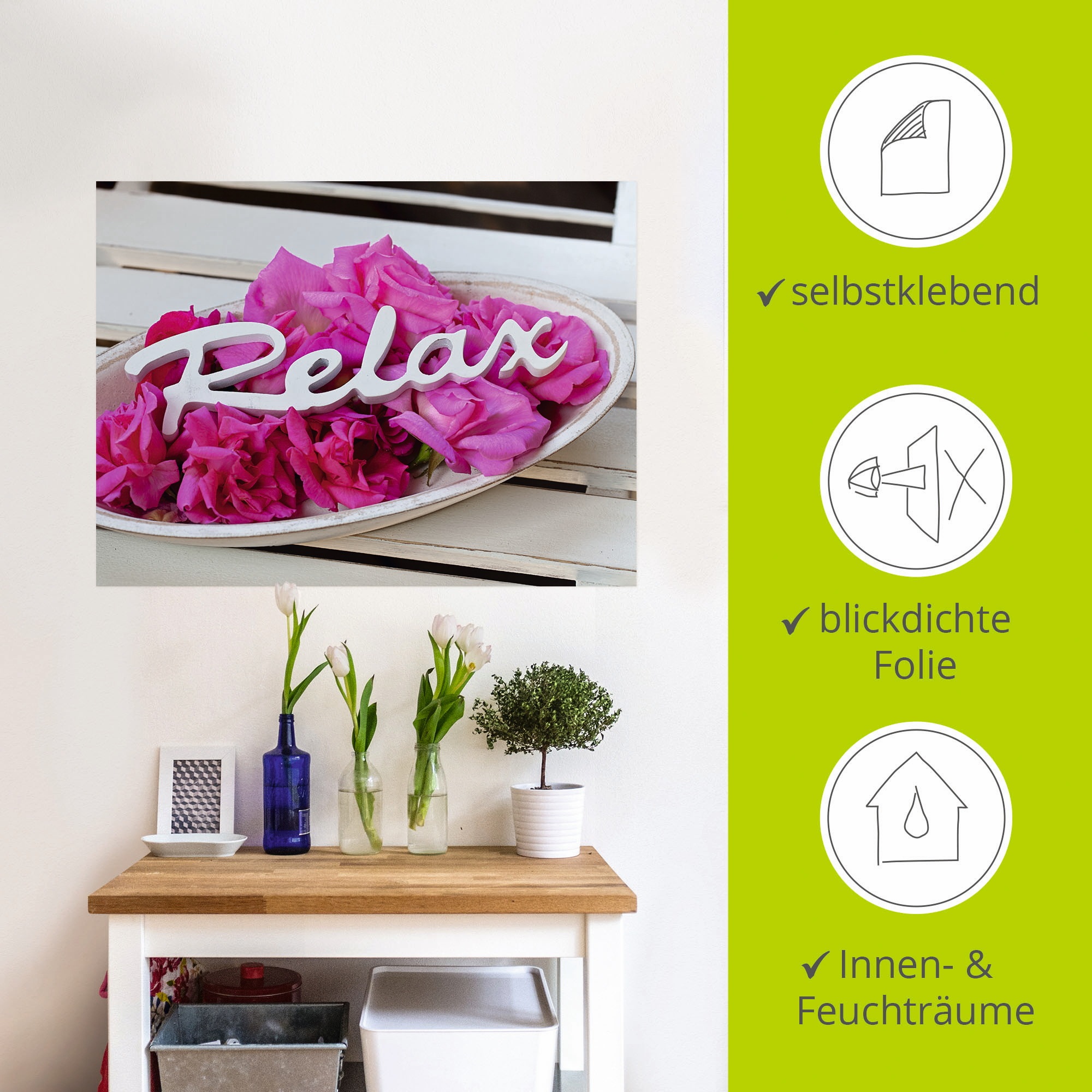 Artland Wandbild »Relax«, Sprüche & Texte, (1 St.), als Alubild, Outdoorbild, Leinwandbild, Wandaufkleber, versch. Größen