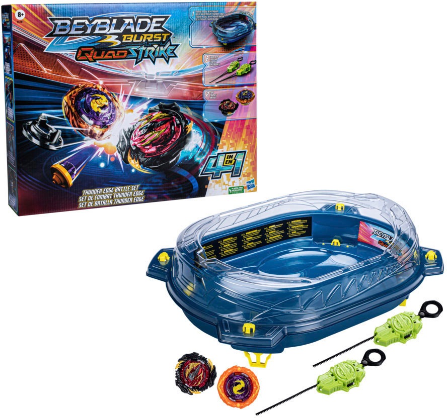 Hasbro Speed-Kreisel »Beyblade Burst Quadstrike Thunder Edge«, (Set), Arena mit 2 Startern und 2 rechtsdrehenden Kreiseln