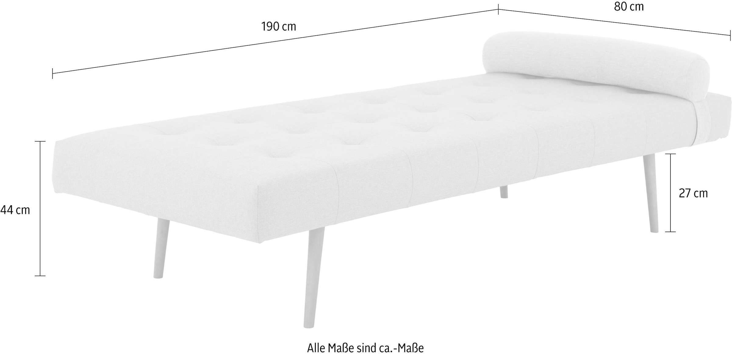 andas Daybett »Agnar« mit Kissenrolle, in 3 Bezugsstoffen und vielen Farben