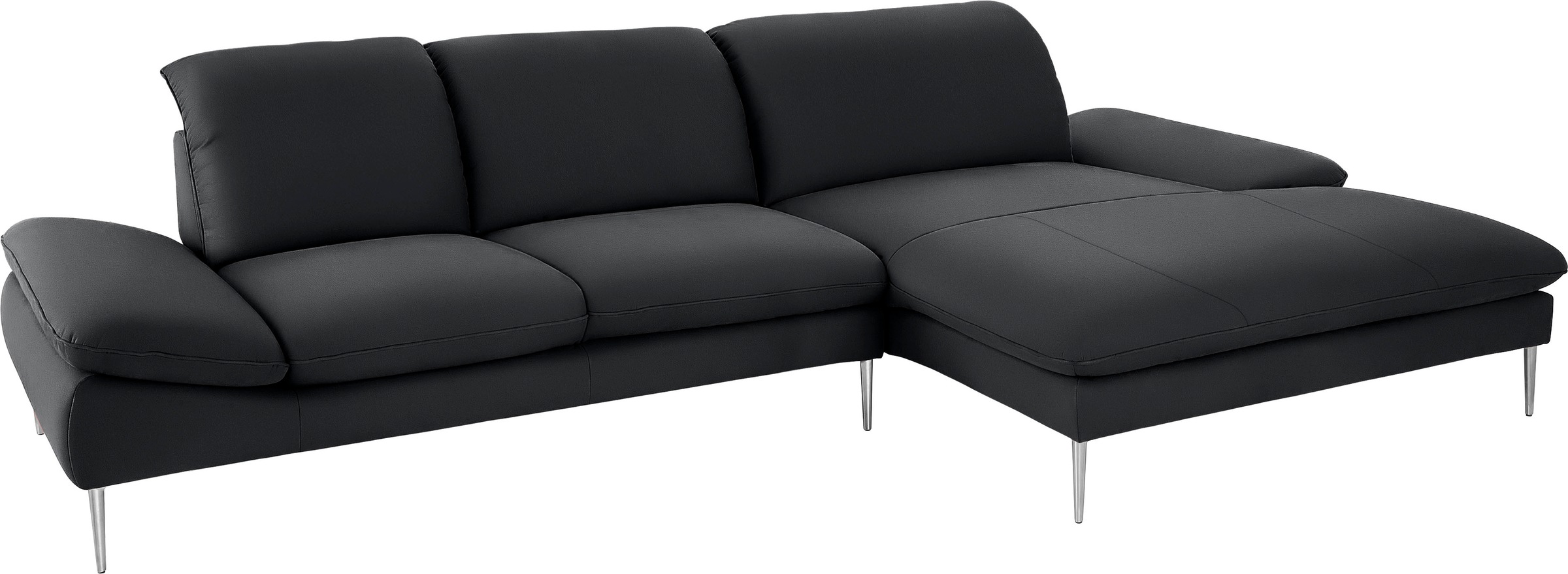 W.SCHILLIG Ecksofa »enjoy&MORE, Designsofa, bequem, zeitlos und elegant, L-Form«, mit Sitztiefenverstellung, Füße Chrom glänzend, Breite 340 cm