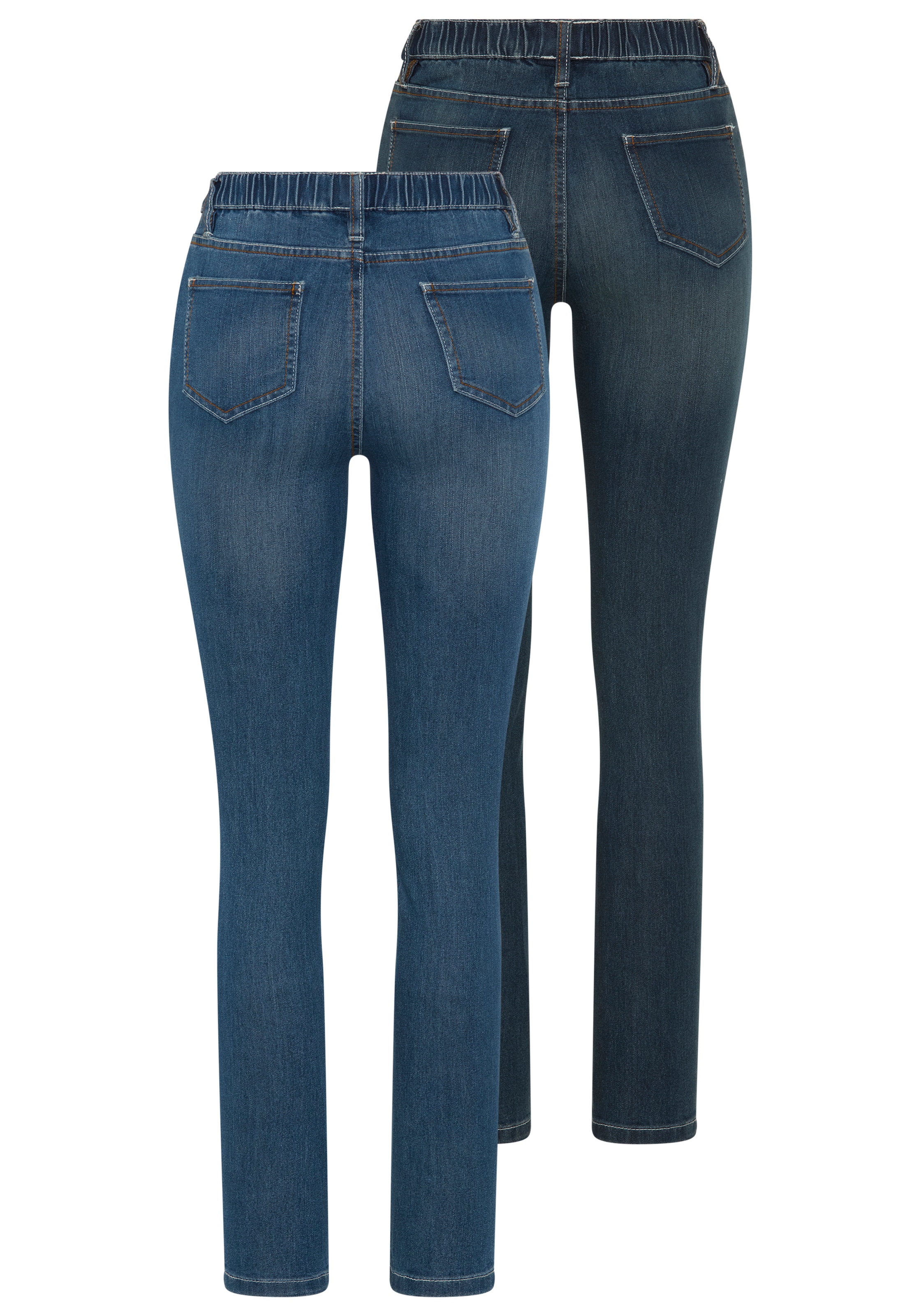 Arizona Jeansjeggings Packung, 2er-Pack,  enge Passform,  Röhrenjeans,  Used-Look-Waschung,  hohe Leibhöhe
