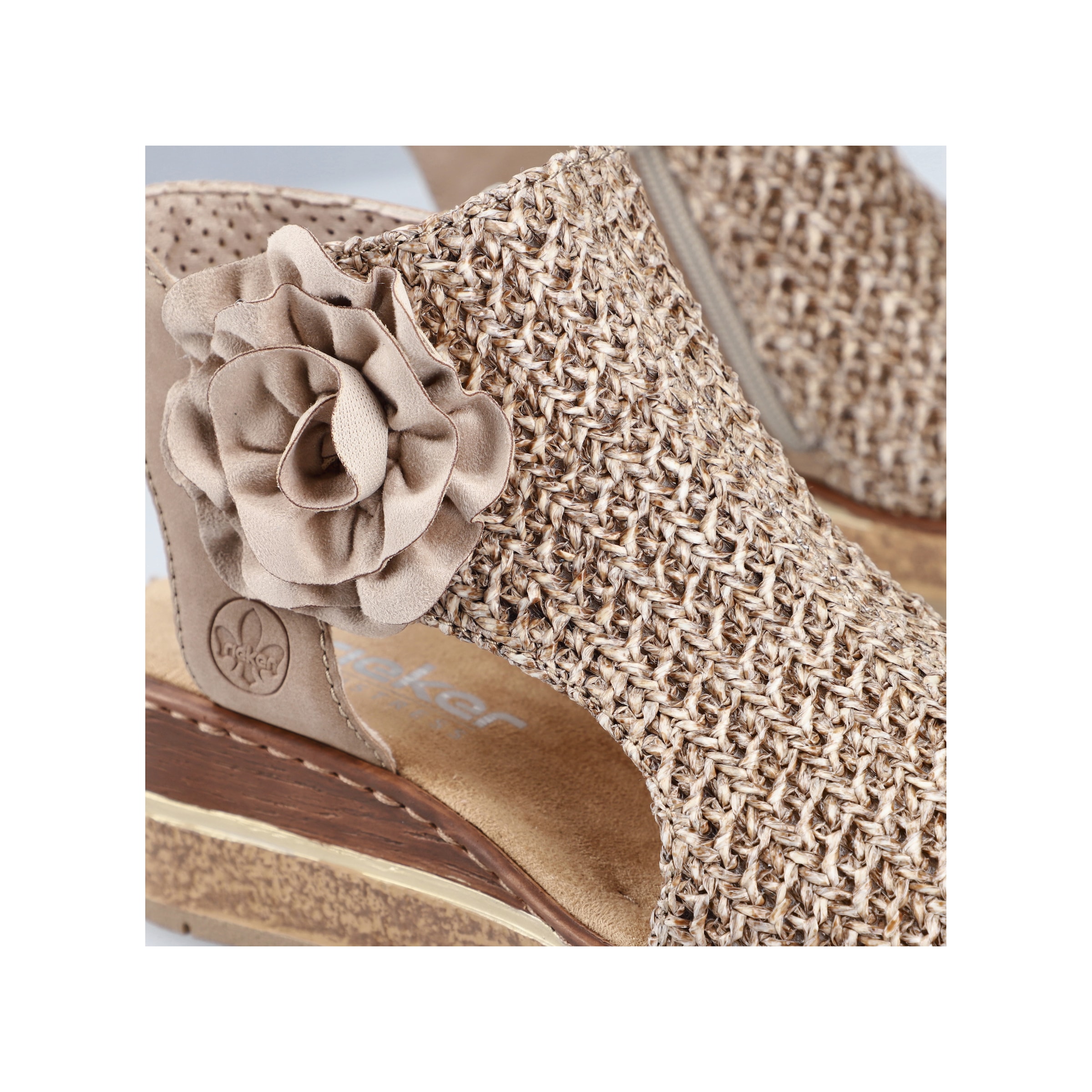 Rieker Schaftsandalette  Keilsandale, Sommerschuh, Plateausandalette mit Blüte