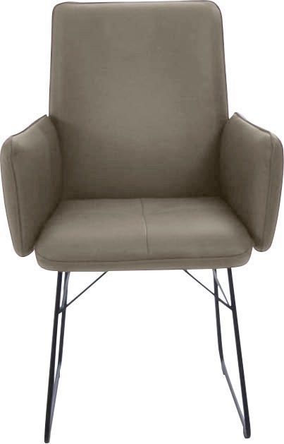 K+W Komfort & Wohnen Armlehnstuhl, 1 St., Leder CLOUD, Drahtkufengestell in Metall schwarz, Griff am Rücken, Steppung im Sitz