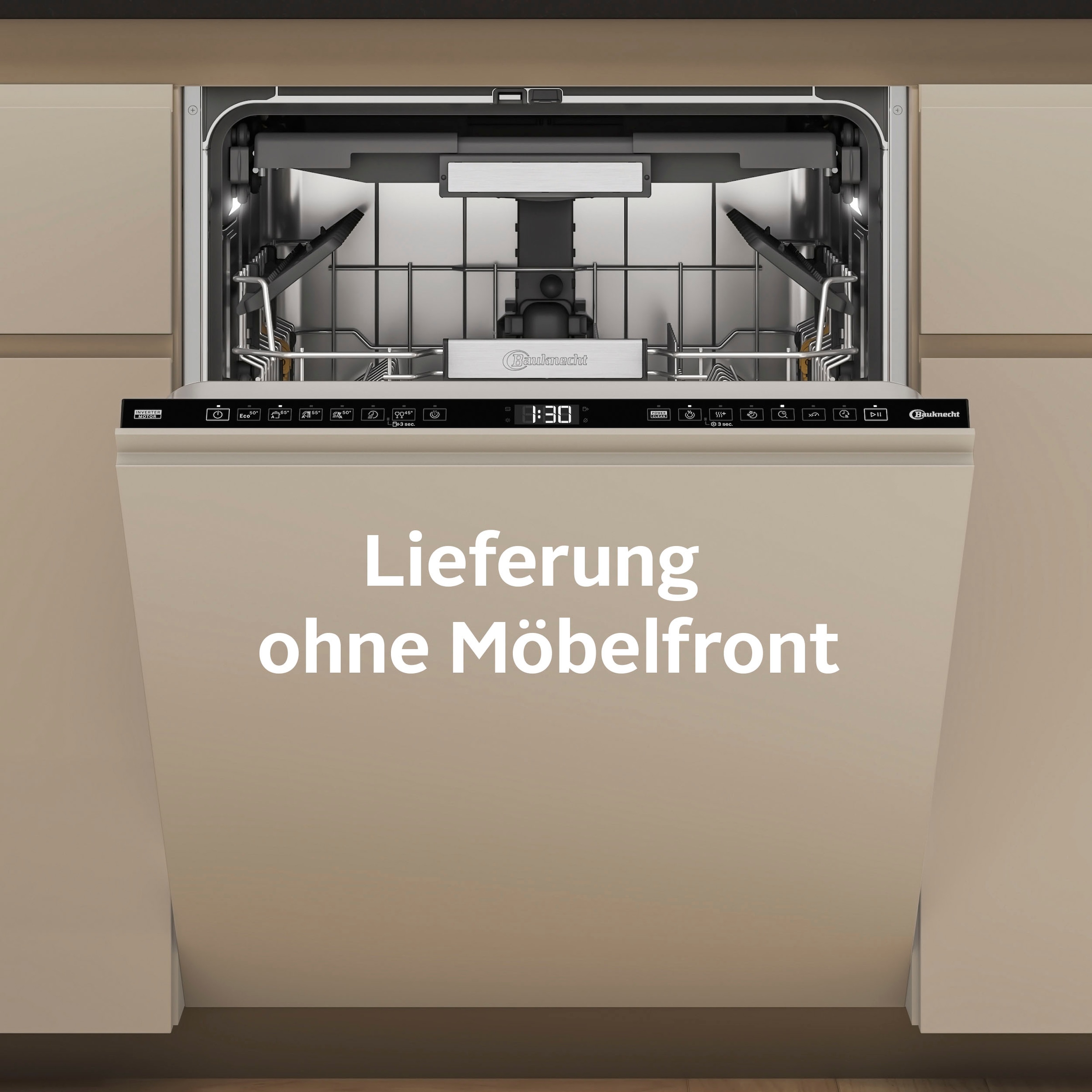 BAUKNECHT vollintegrierbarer Geschirrspüler "B7I HF60 TUC" 15 Maßgedecke MaxiSpace – bietet Platz für große Pizzateller mit 32 cm Durchmesser