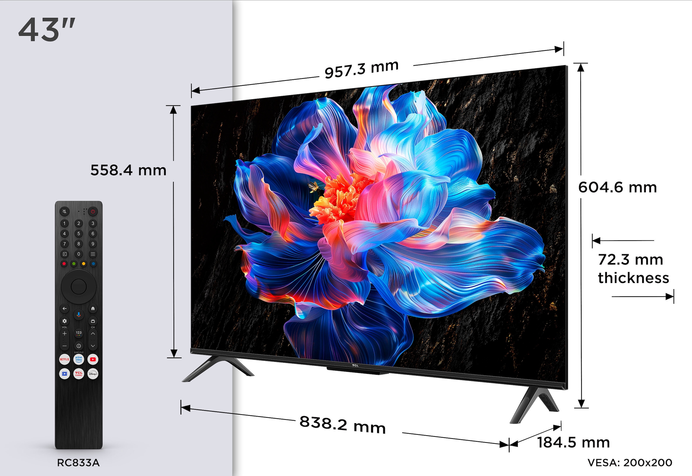 TCL LED-Fernseher »43V6CX1« 109 cm/43 Smart-TV 4K HDR, Multi-HDR, Dolby Vision, Game Master, Smart TV, Apple TV