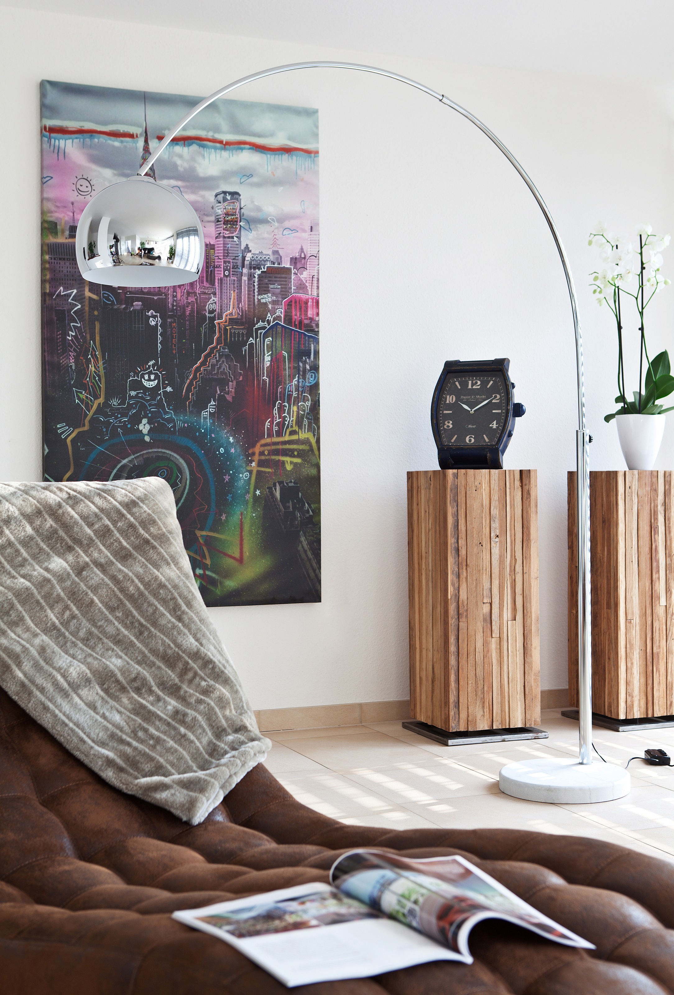 SalesFever Bogenlampe »Finn«, 1 flammig, Leuchtmittel E27 | ohne Leuchtmittel, Höhenverstellbar und mit Dimmschalter