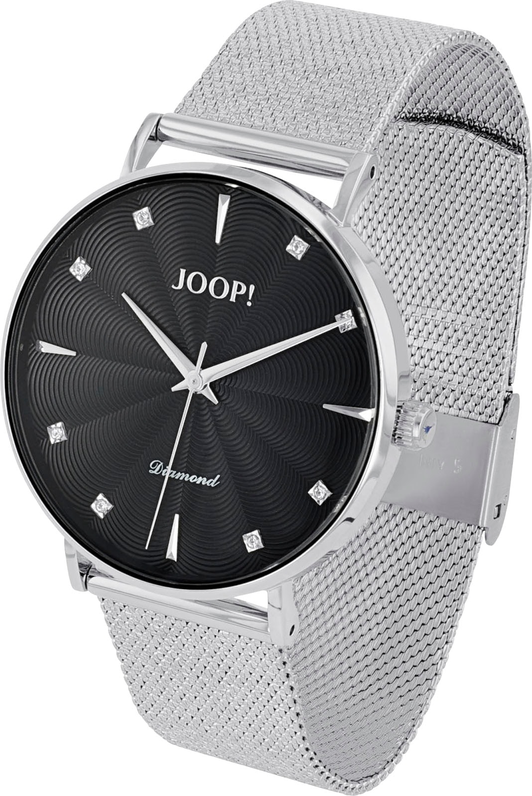 JOOP! Quarzuhr, Armbanduhr, Damenuhr, Edelstahlarmband, analog, Diamant