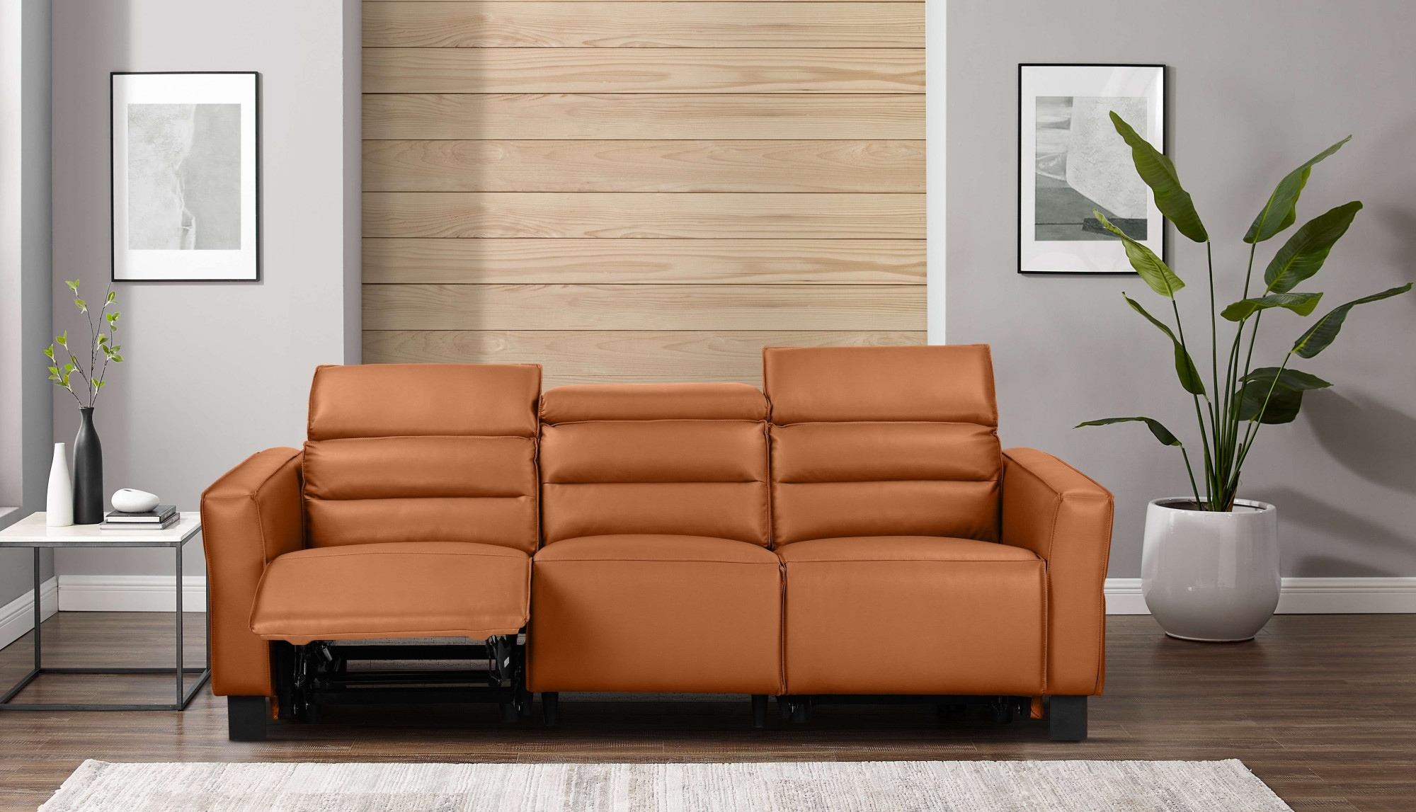 Places of Style 3-Sitzer »Carpari, 224cm, manuelle od. elektrische Relaxfunktion in 2 Sitzen«, mit USB-A/C, Kopfteilverstellung, Echtleder, Kunstleder, Webstoff