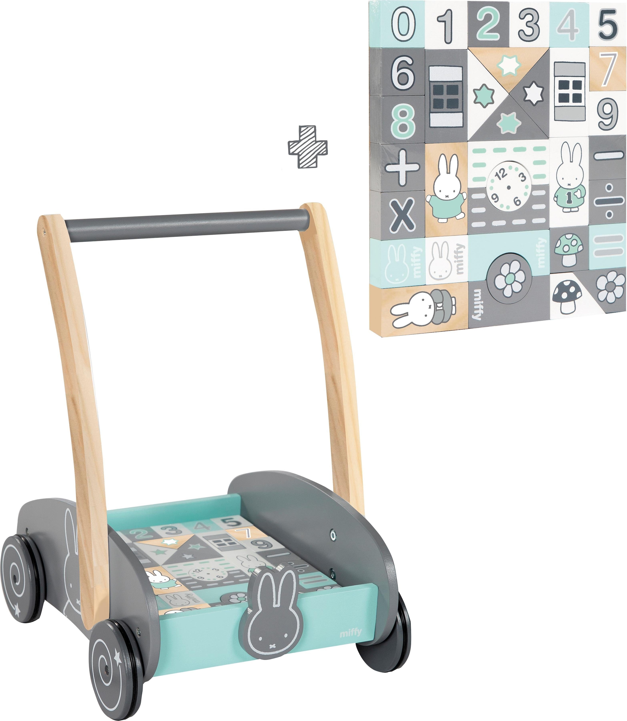 roba® Lauflernwagen »Holzspielzeug, miffy®«, mit 35-teiligem  Holzbausteine-Set bei | Lauflernwagen