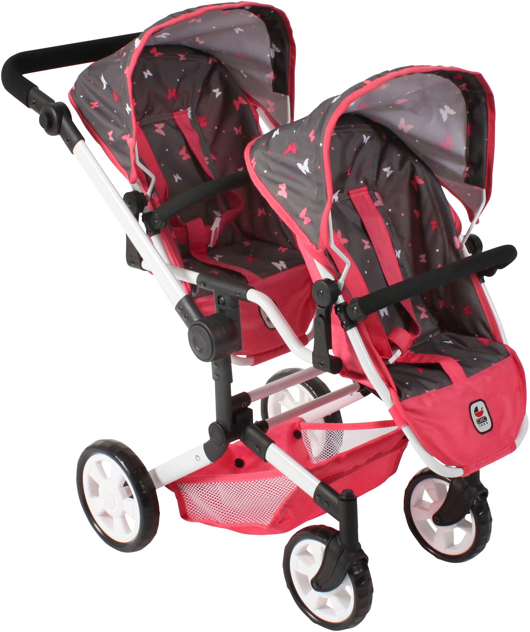 Puppen-Zwillingsbuggy »Linus Duo, Butterfly«, mit zwei abnehmbaren, bis in...