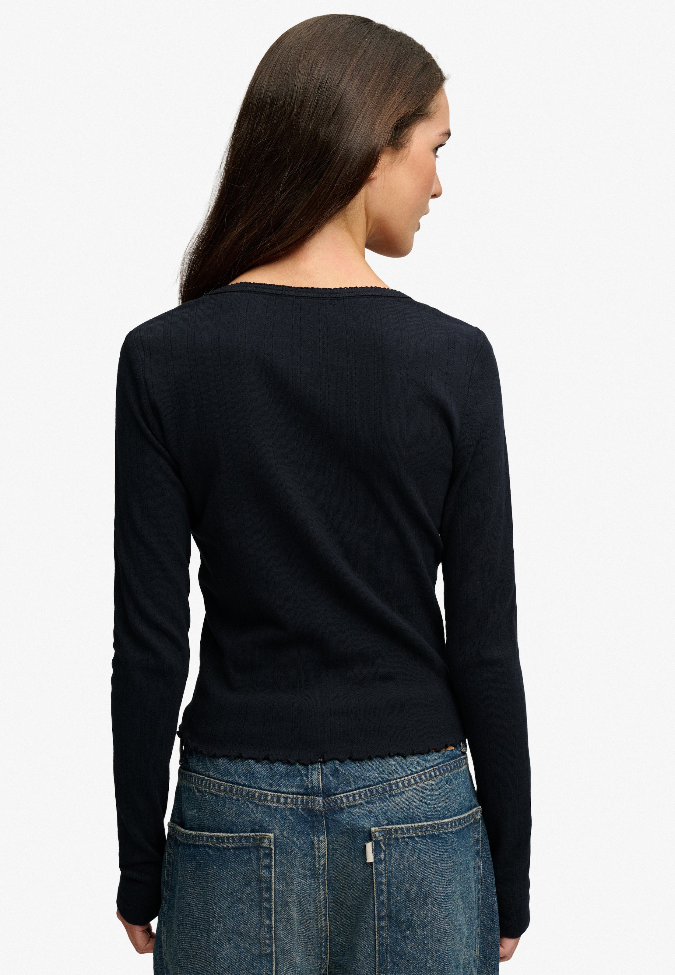 Superdry Cardigan »ATH ESS POINTELLE CARDIGAN« Pointelle Muster, Baumwolle, Jerseyqualität, skinny fit