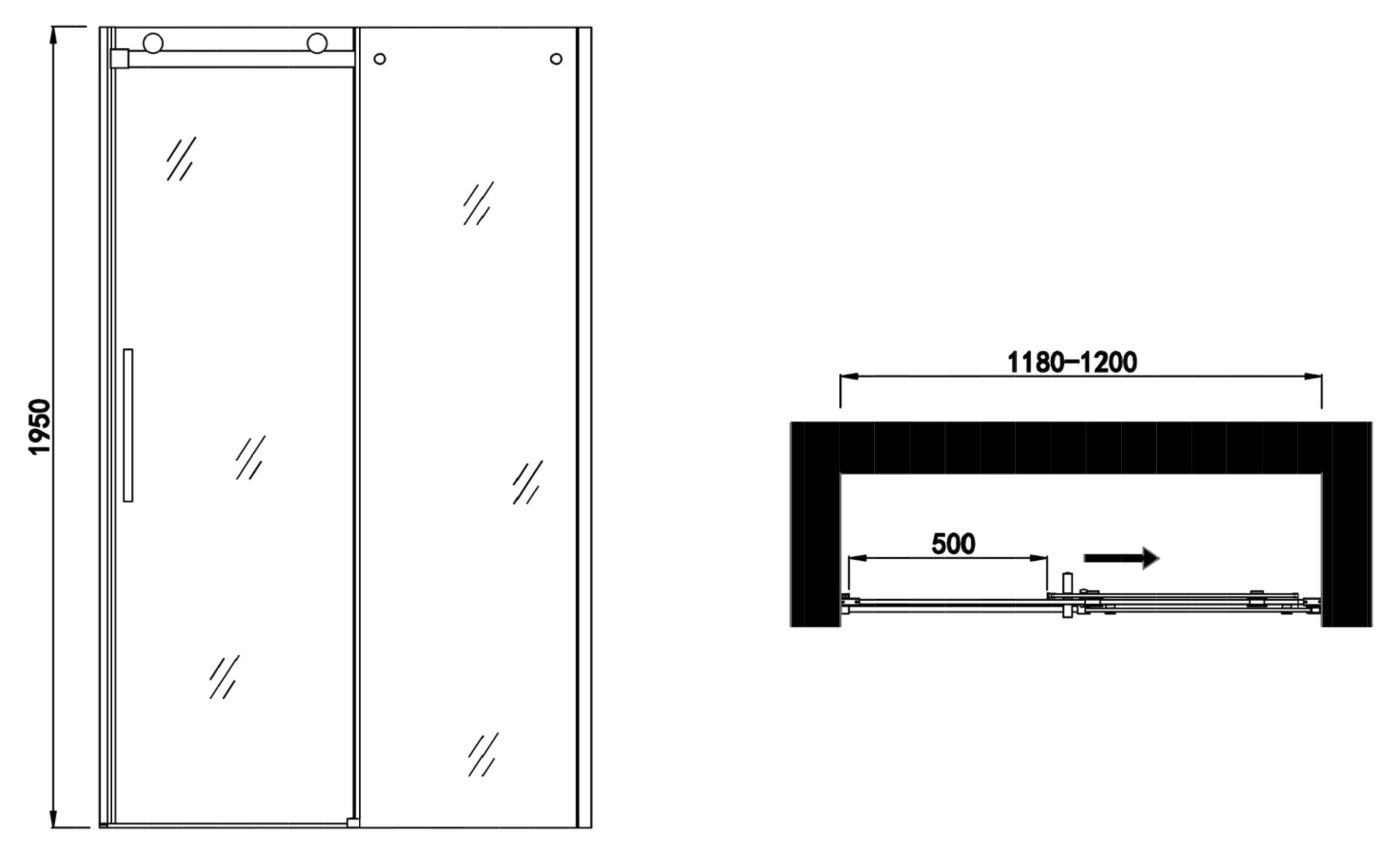 Sanotechnik Dusch-Schiebetür »Elite Black«, 118-120 cm Breite