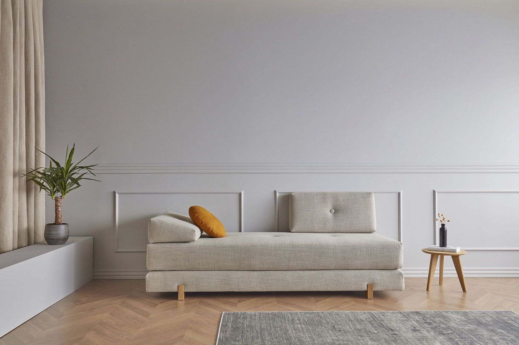 INNOVATION LIVING ™ Stapelliege »Sigmund 579 Indu-Beine«, Daybed mit zwei Federkernmatratzen, Fußteil Eiche natur