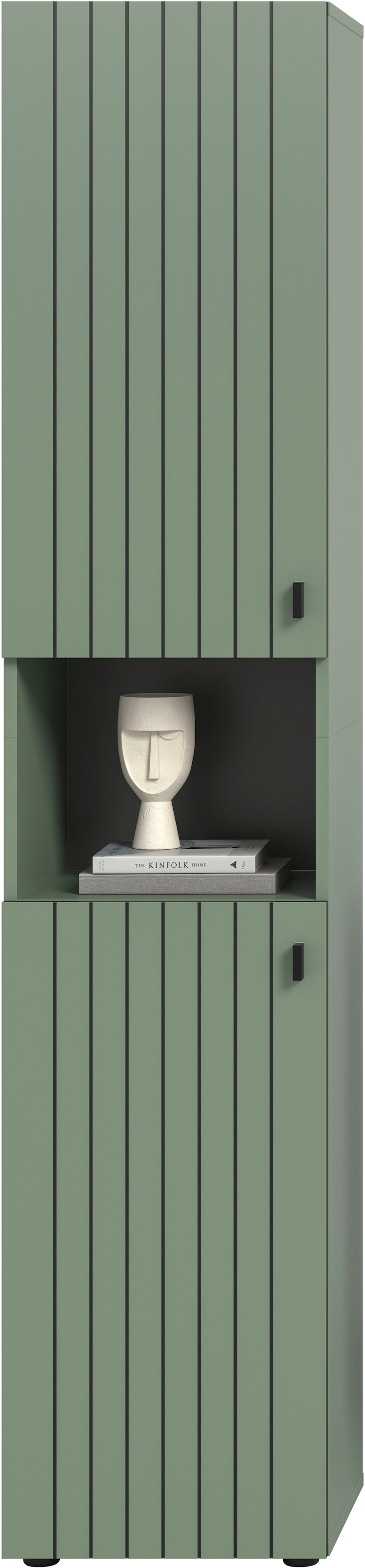 Home affaire Garderobenschrank »TATIO, Höhe 192 cm, Rillenoptik, 2 Türen, offenes Fach« 1 Stk. tlg. Garderobenschrank, Flurschrank, Dielenschrank, Hochschrank