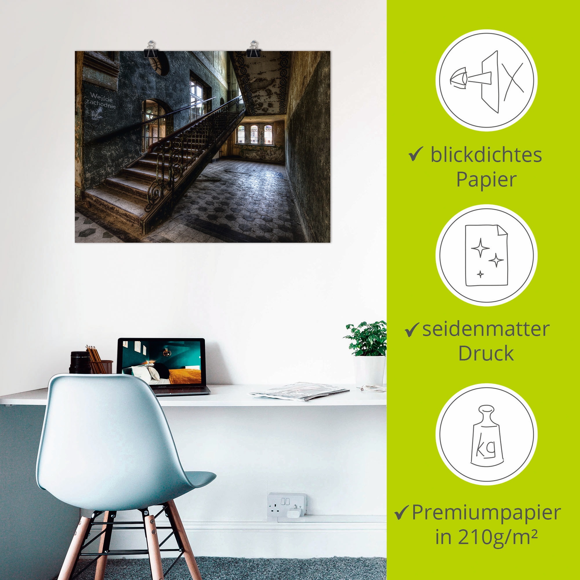 Artland Wandbild »Lost Place - Treppen« Architektonische Elemente 1 Stk. tlg. als Leinwandbild, Poster in verschied. Größen