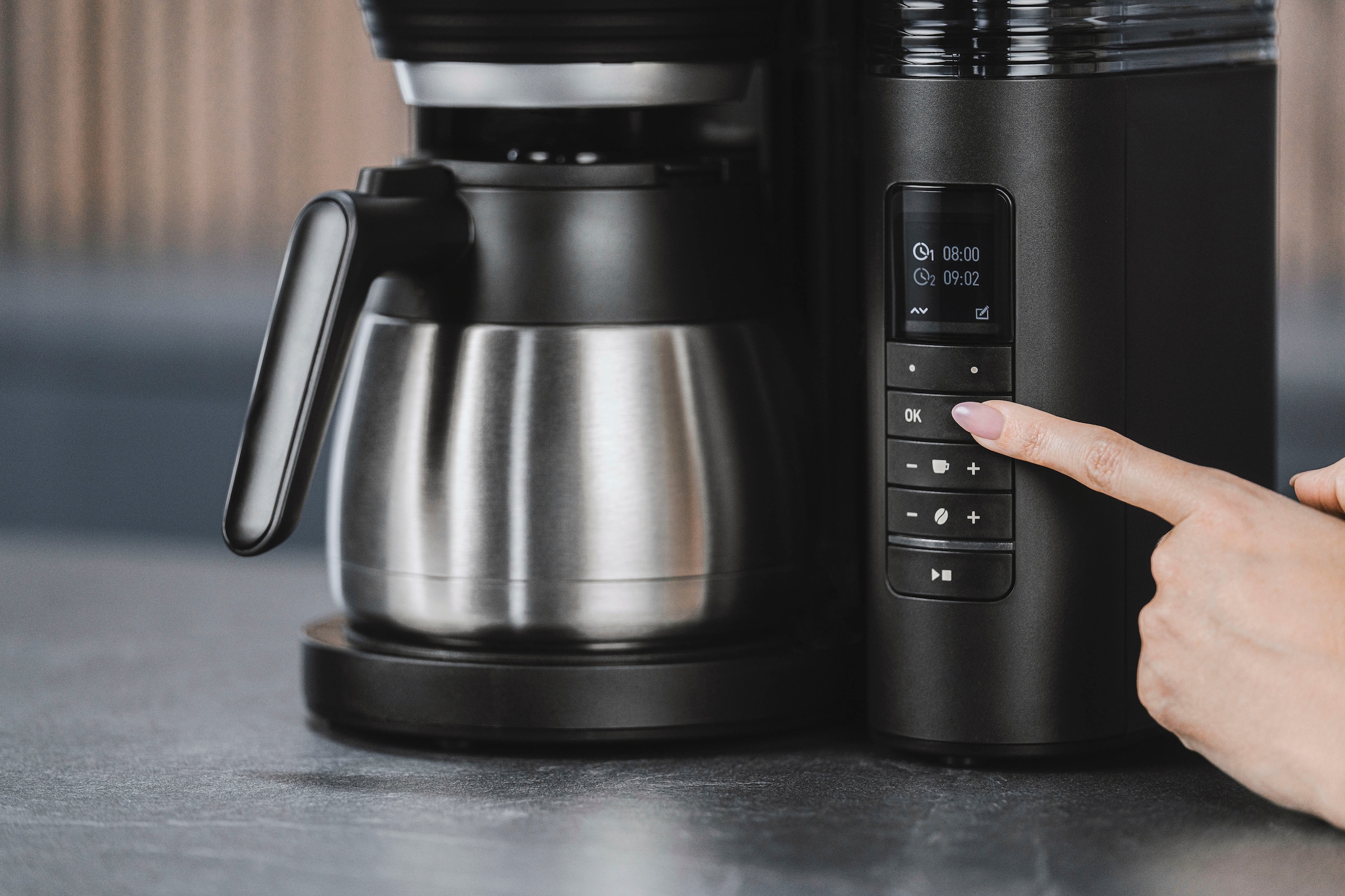 Melitta Kaffeemaschine mit Mahlwerk »AromaFresh Therm Pro X 1030-12  schwarz-silber«, 1 l Kaffeekanne, Papierfilter, 1x4 mit 3 Jahren XXL  Garantie | Filterkaffeemaschinen
