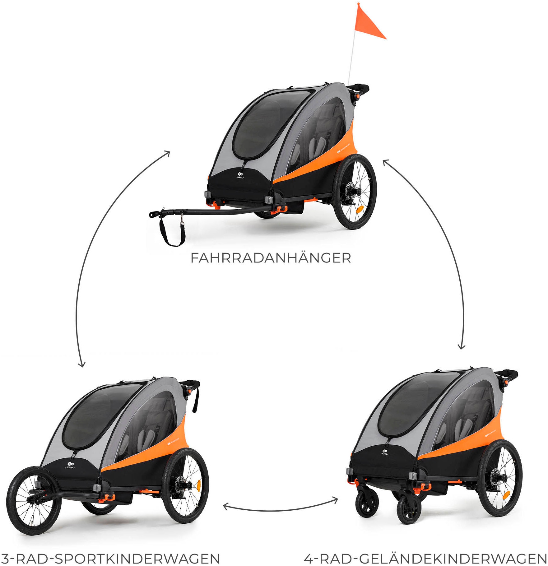 Kinderkraft Fahrradkinderanhänger »NAVA«, für 2 Kinder