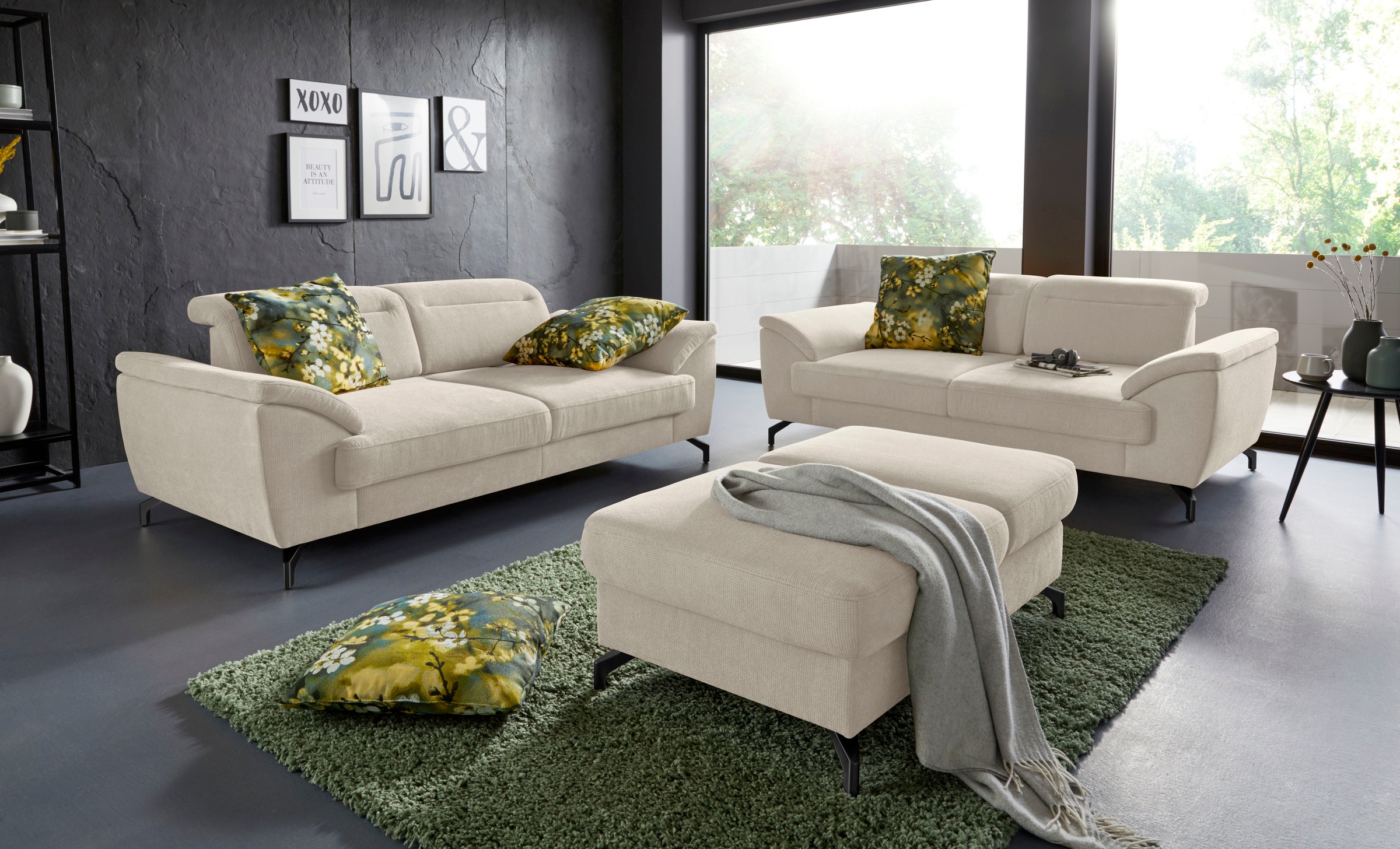 sit&more Hocker »Percy«, Fußhöhe 12 cm, mit Klappfunktion, wahlweise in 2 Fußfarben