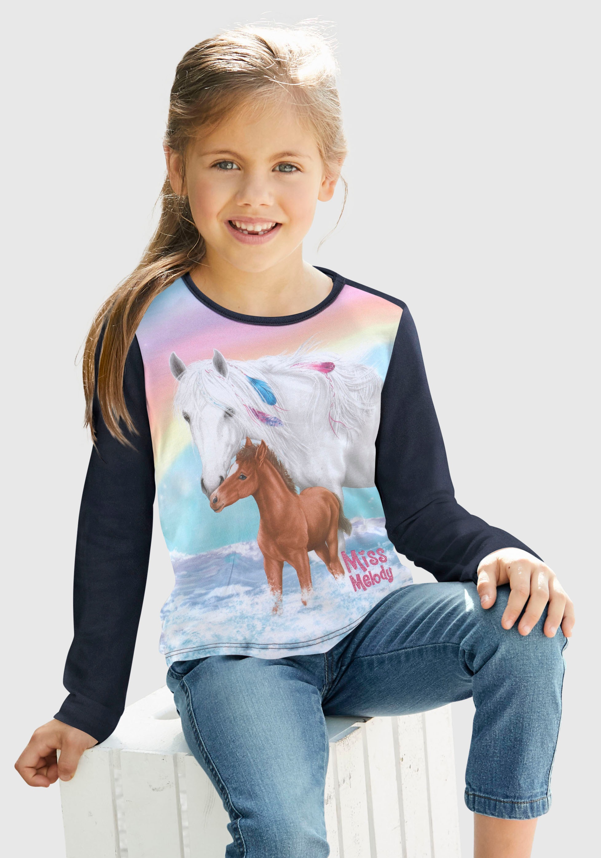 Miss Melody Langarmshirt »MISS MELODY«, mit großem Pferdemotiv kaufen
