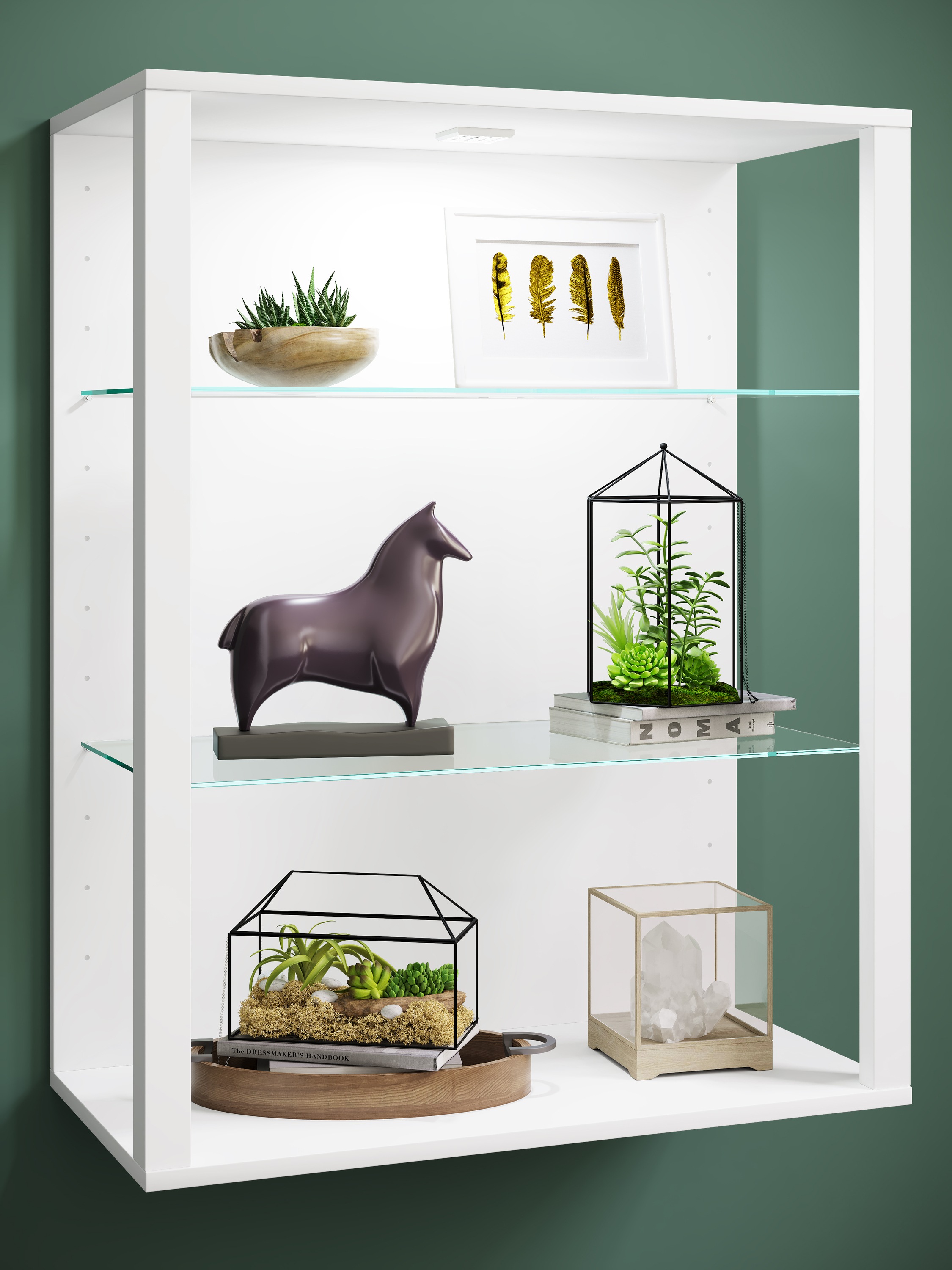 VCM Wandregal »olz Glas Stand Vitrine Sammelvitrine Glasol LW«