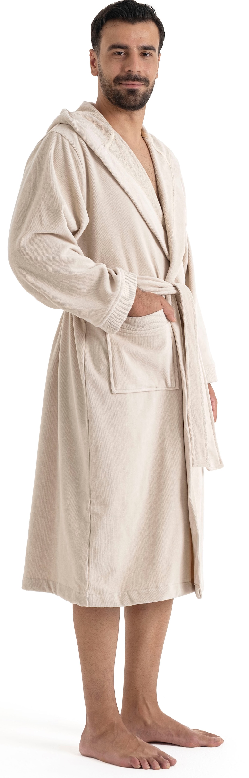 OTTO home Unisex-Bademantel »Fenya, 330 g/m², ideal für Sauna & Spa, Hotelbademantel, Morgenmantel«, (1 St.), Reißverschlusstaschen, weich mit GRATIS-Zugabe: 1x Duschtuch 70x140 cm