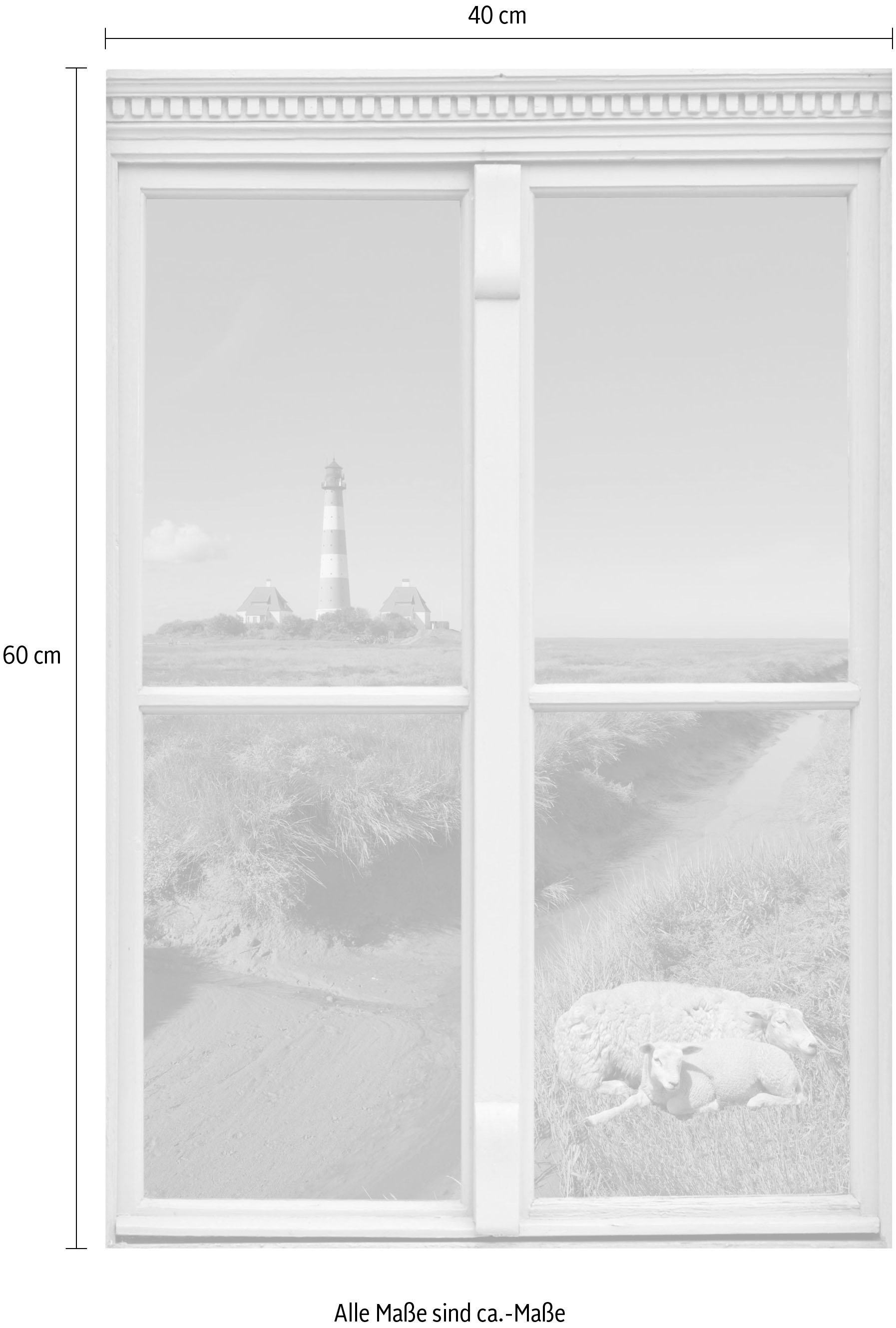 queence Wandsticker »Schafe und Leuchtturm« Wandsticker, Wandbild, selbstklebend, 3D, Fenster