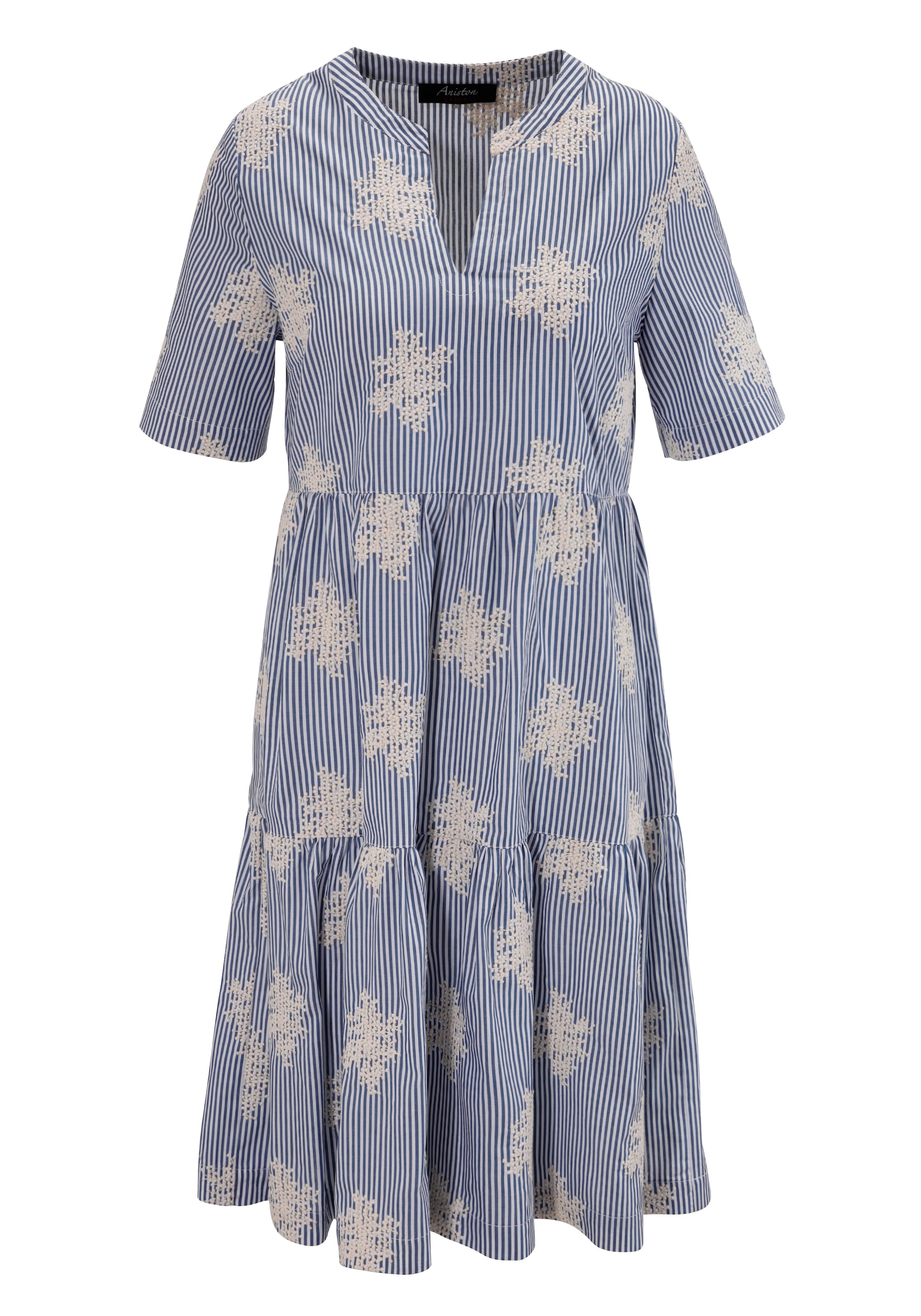 Aniston CASUAL Sommerkleid, gestreift und mit aufwändigen Stickereien verziert