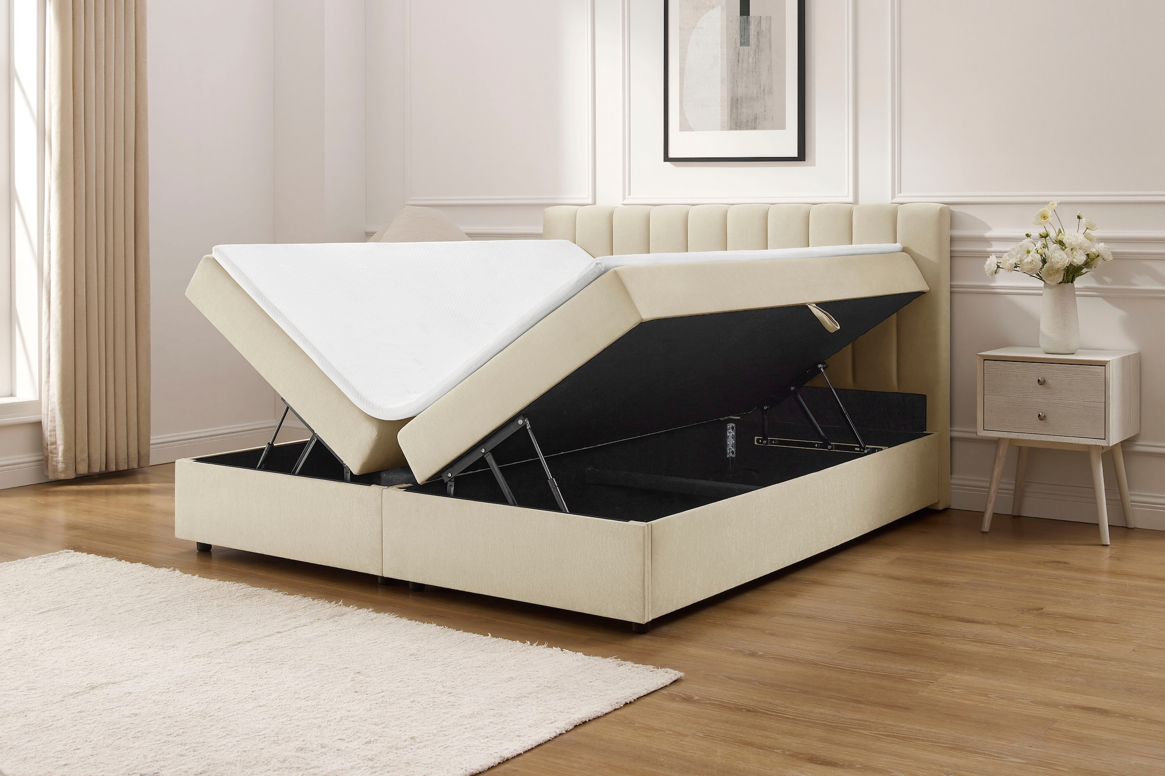 OTTO home Boxbett »Haileyy inkl. Bettkasten und Topper, Liegefläche 180x200cm« erhältlich in der Größe 180x200 cm, inkl. Aufbauvideo