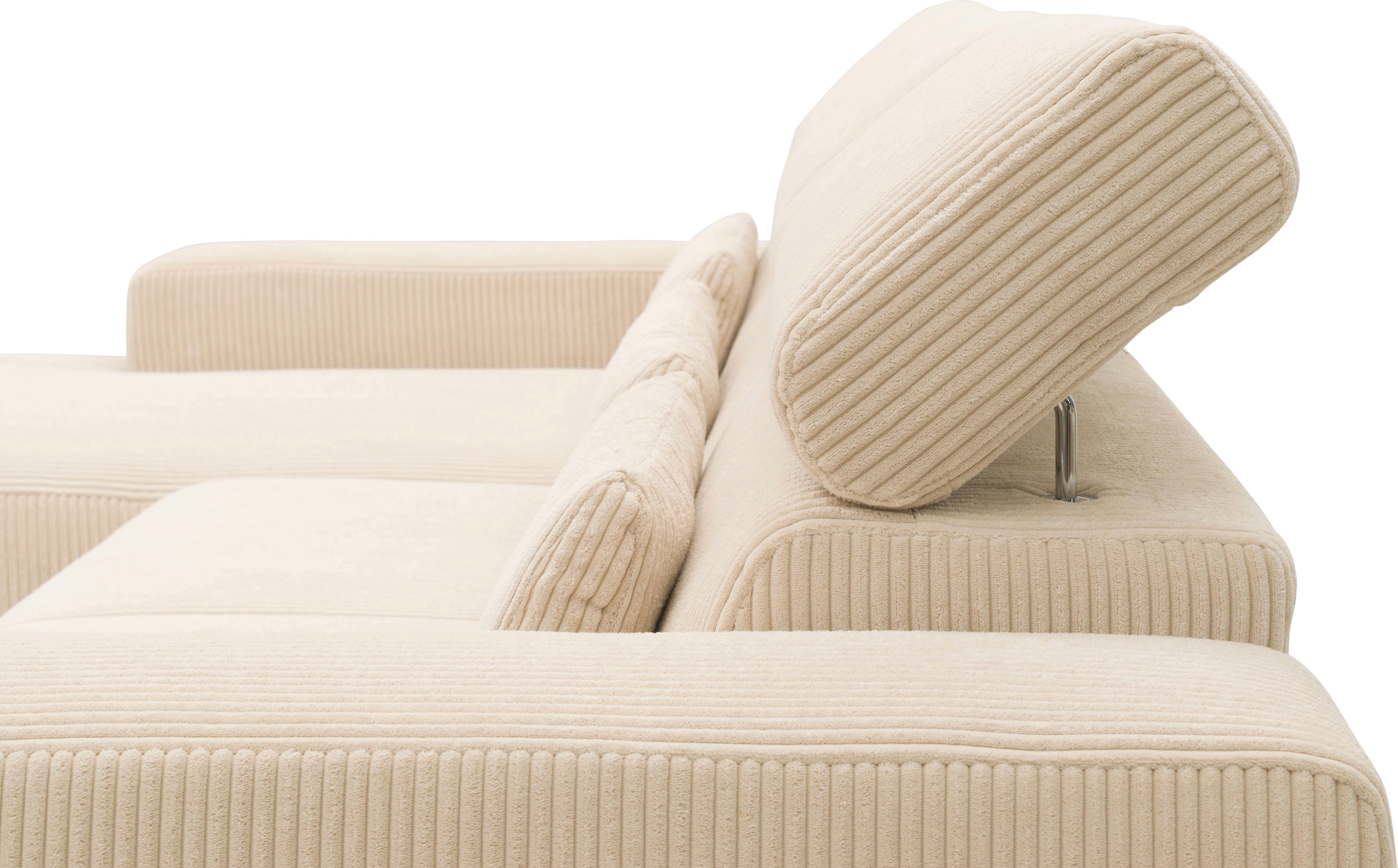 DOMO collection Ecksofa »Brandon B/T/H: 289/177/80 cm, belastbar bis 140kg/ Sitz, auch in Cord«, mit Kopfteilverstellung, wahlweise Sitztiefenverstellung, L-Form