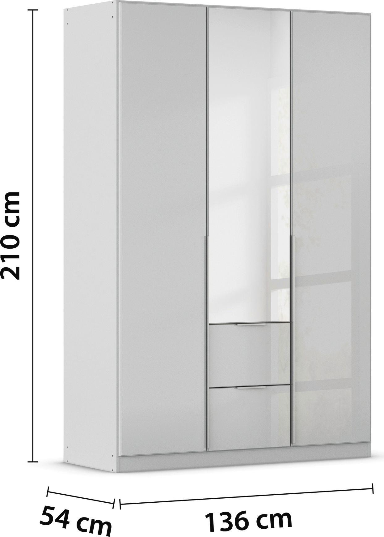 rauch Drehtürenschrank »Kleiderschrank Kleiderschränke Schrank Garderobe AGORDO mit Glasfront«, (in zwei Griff-Farben mit Glasfront), mit Außenschubkästen, in 6 Breiten und 2 Höhen MADE IN GERMANY