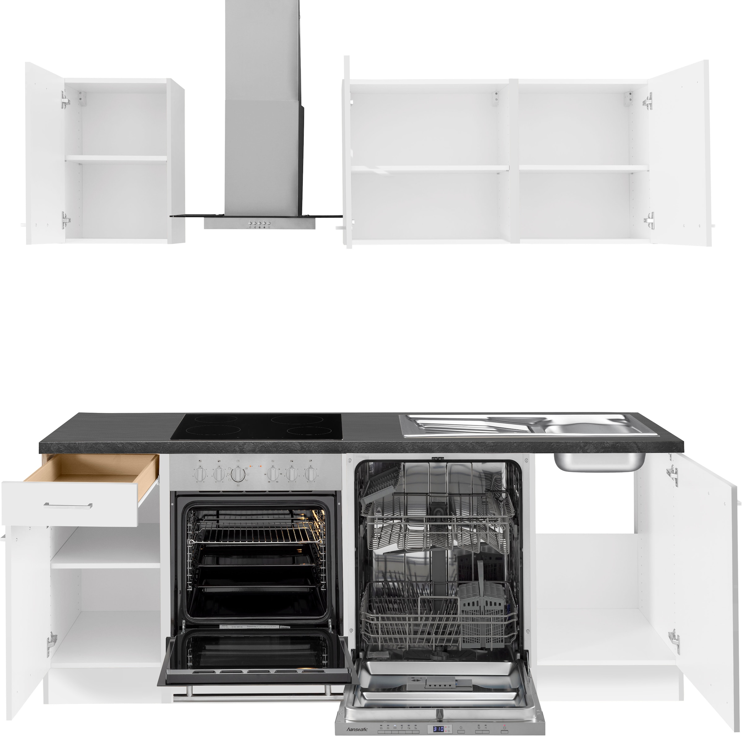 OPTIFIT Küchenzeile »Iver«, 210 cm wahlweise Elektrogeräte ohne mit Raten HANSEATIC, oder kaufen Geschirrspüler inkl. der breit, vollintegrierbaren auf Marke