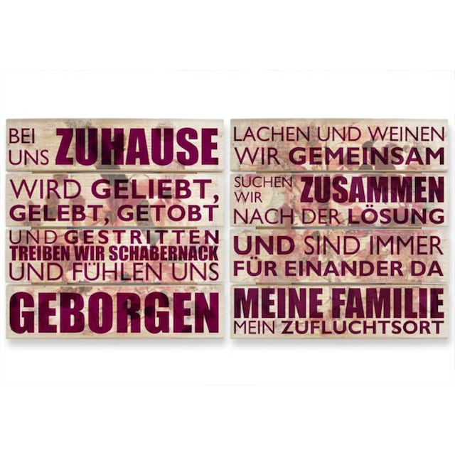 Wall-Art Mehrteilige Bilder »Holzbild Set Bei uns zu Hause«, (Set, 2 St.)  bequem kaufen