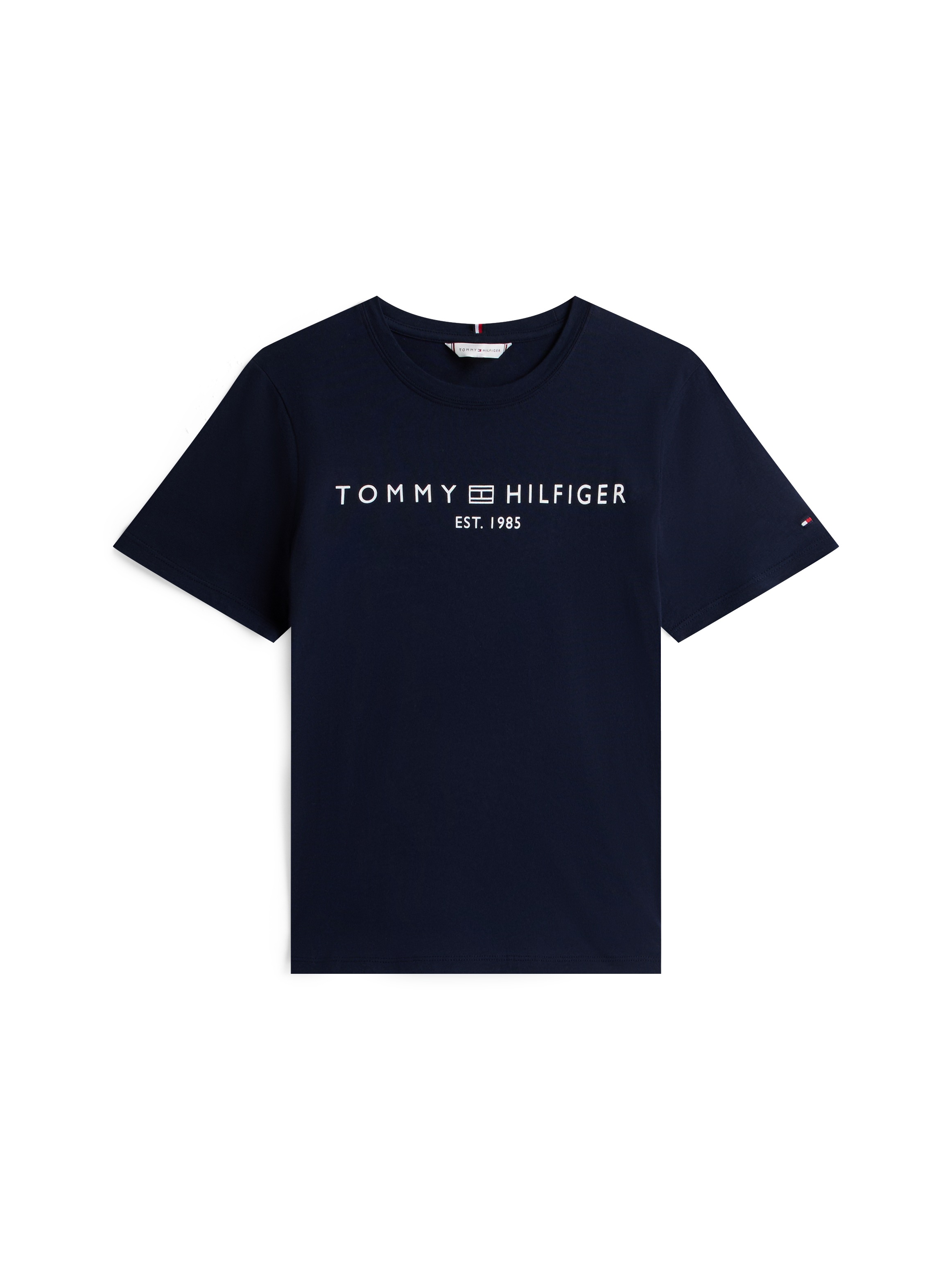 Tommy Hilfiger T-Shirt »REG CORP LOGO C-NK mit Logoschriftzug und Stickerei«, meliert, casual, regular fit, Baumwolle, Rundhals