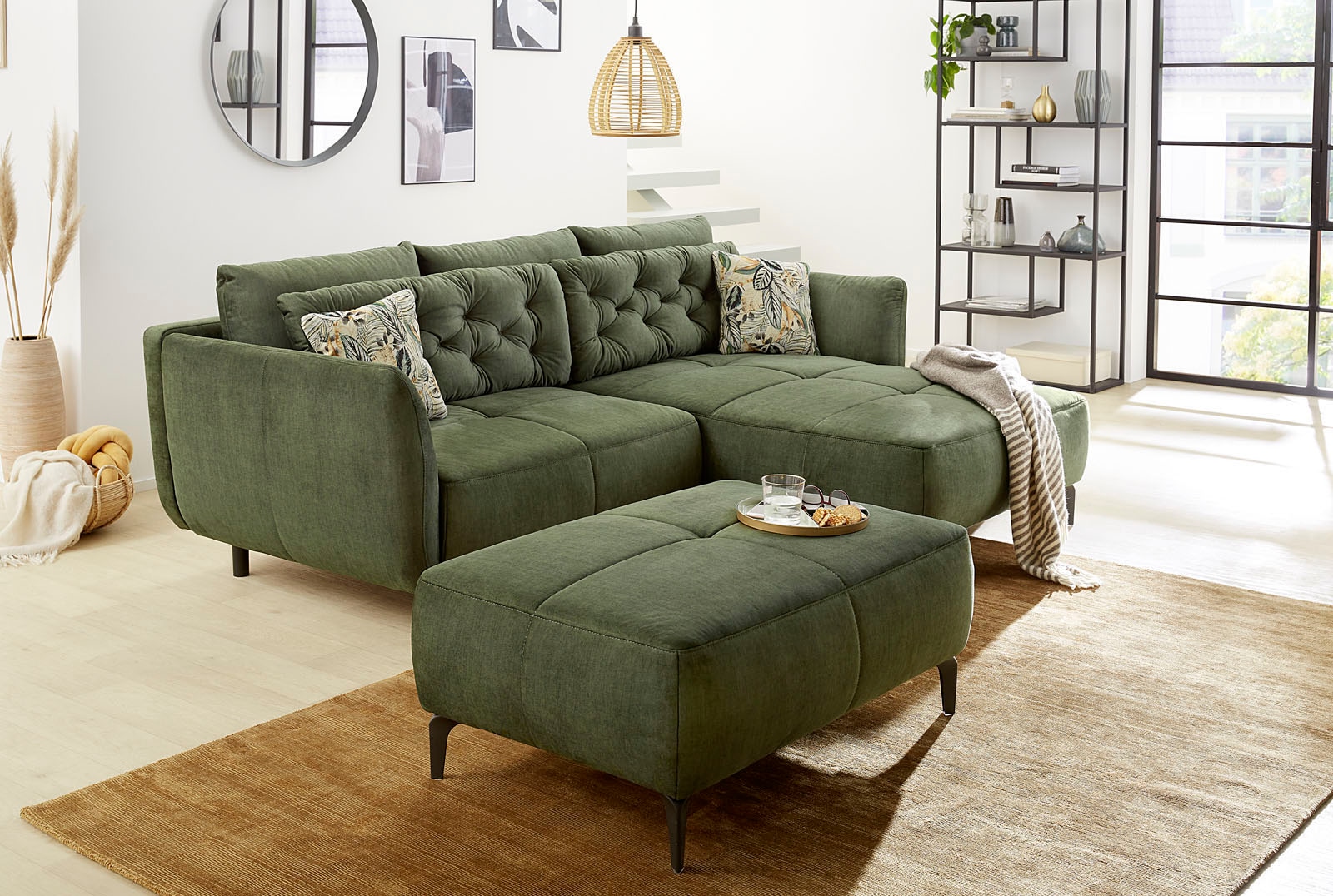 Jockenhöfer Gruppe Ecksofa Salo, im Retrolook, mit 5 Rücken-/Zierkissen