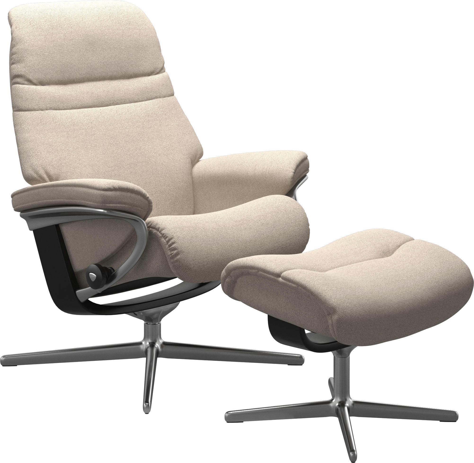 Stressless® Relaxsessel »Sunrise«, (Set, Relaxsessel mit Hocker), mit Hocker, mit Cross Base, Größe S, M & L, Holzakzent Schwarz