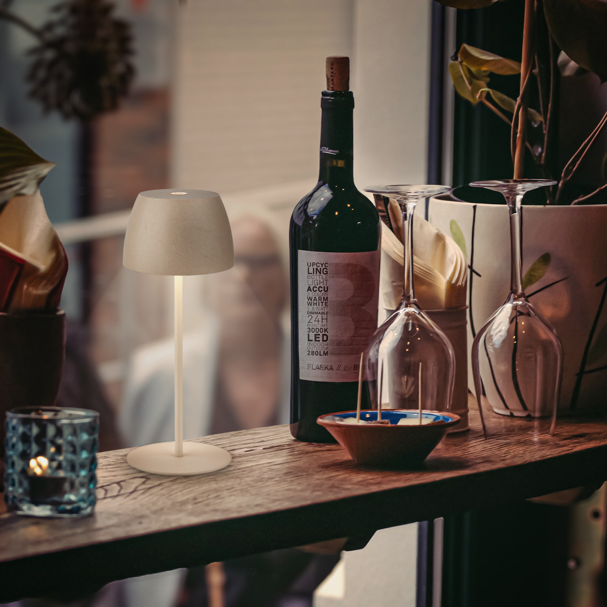 Briloner Leuchten Tischleuchte »2er Set LED Tischlampe kabellos, beige« 2er Set Tischlampe kabellos 20x8cm Beige 2,5W