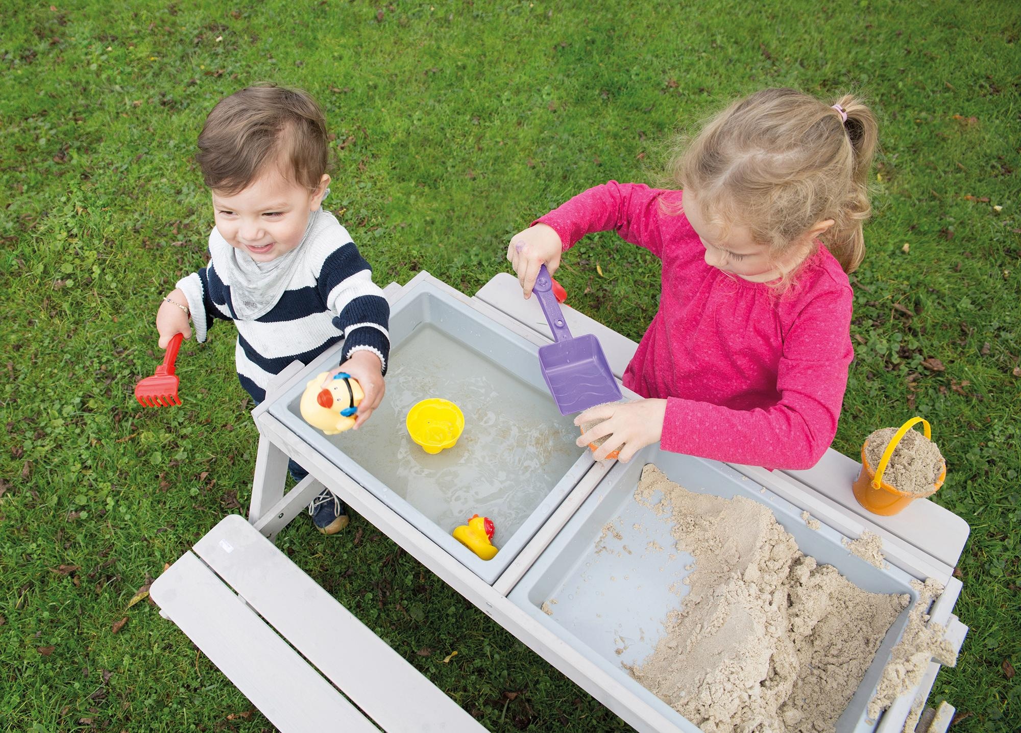 roba® Kindersitzgruppe »Picknick for 4 Outdoor Deluxe mit Spielwannen,  Grau«, mit abgerundeten Ecken bei ♕