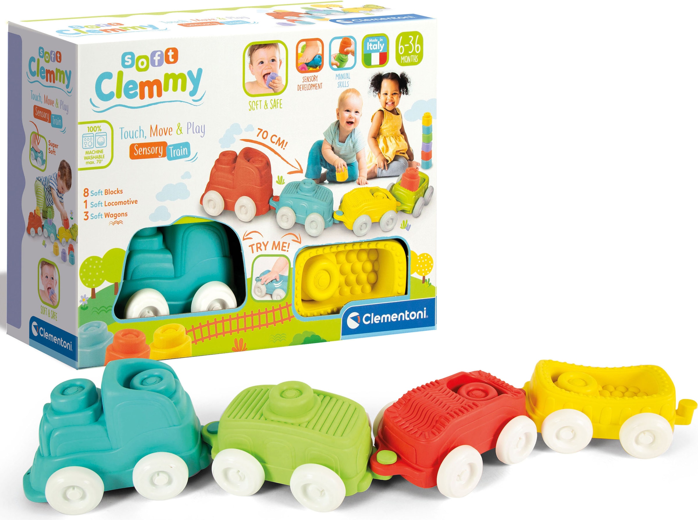 Clementoni® Spielbausteine »Clemmy Soft, Sensorischer Zug«, Made in Europe