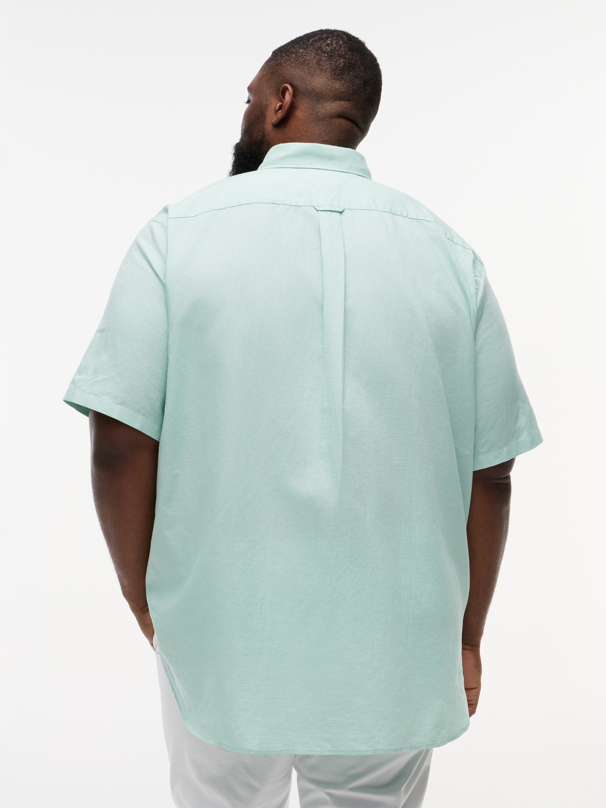 Tommy Hilfiger Big & Tall Kurzarmhemd »BT- LINEN BLND SOLID« Große Größen, Button-down-Kragen, regular fit