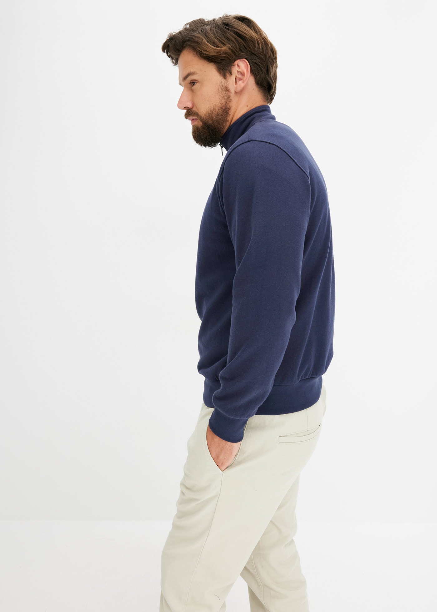 bonprix Sweatshirt »Sweatshirt mit Troyerkragen«, mit Stehkragen, mit Reißverschluss, Regular Fit, unifarben
