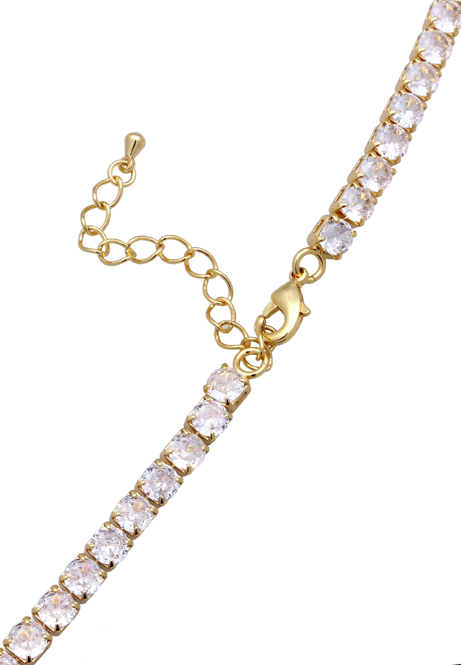 Elli Silberkette »Halskette Zirkonia Glamouröse Collier Goldfarben«