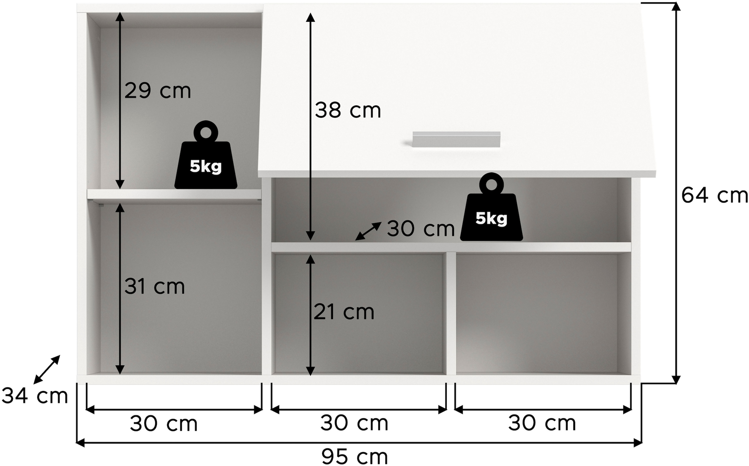 welltime Hängeschrank »FALAS, TOPSELLER! Breite 95cm, 1 Klappe, 5 Fächer« in verschiedenen Farben erhältlich, 1 Stk. tlg. Schrank, Wandschrank, Badschrank, Wäscheschrank
