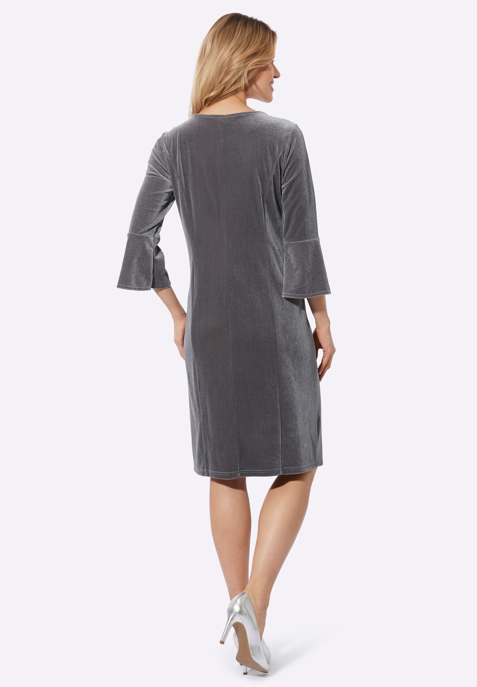 Sieh an! Etuikleid »Kleid Samtkleid mit Volants« Ohne Taschen