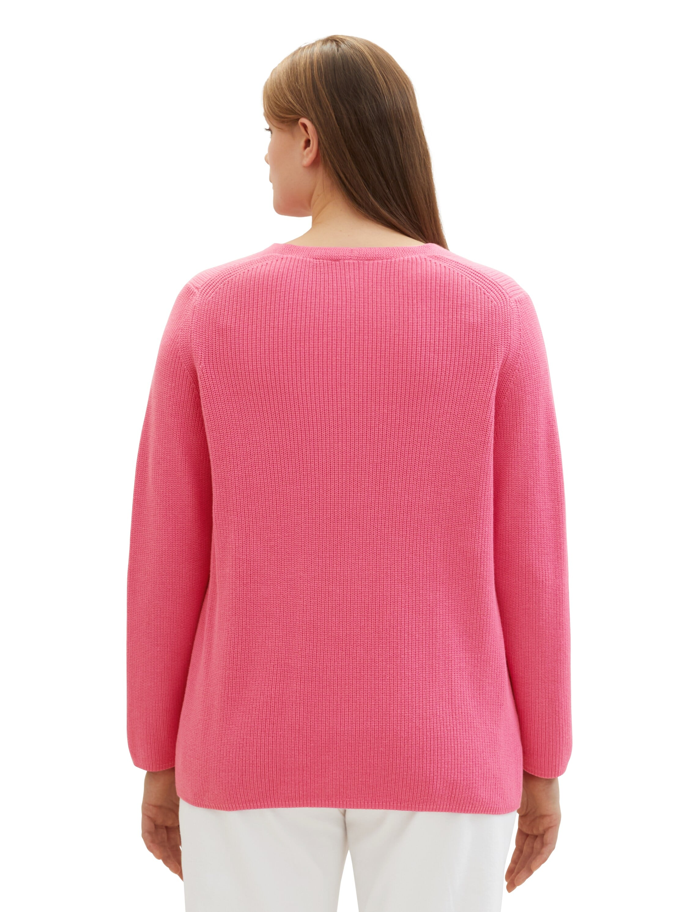 TOM TAILOR PLUS Strickpullover, mit V-Ausschnitt und Rippstruktur