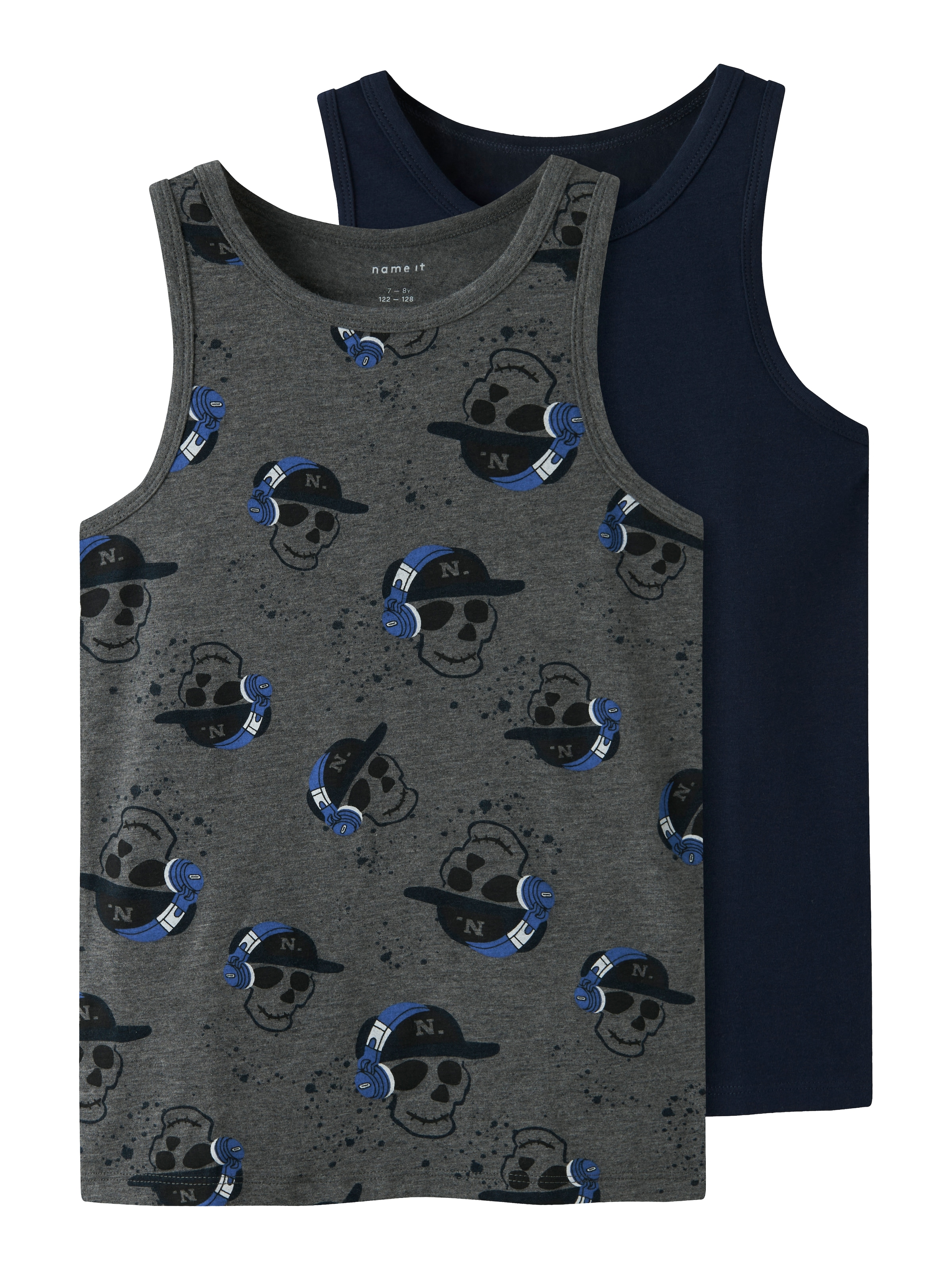 Name It Unterhemd »NKMTANK TOP 2P DARK GREY MEL SKULL NOOS«, (Set, 2 St.)