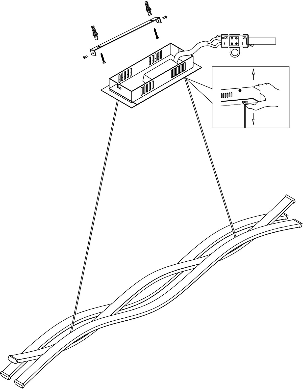 EGLO Hängeleuchte »LASANA 2 Hängelampe, chrom, weiß, Pendelleuchte, 3-flammig, modern« LED-Board Warmweiß Wohnzimmer, Esszimmer, minimalistisch, geschwungene Bauform, 120x100cm